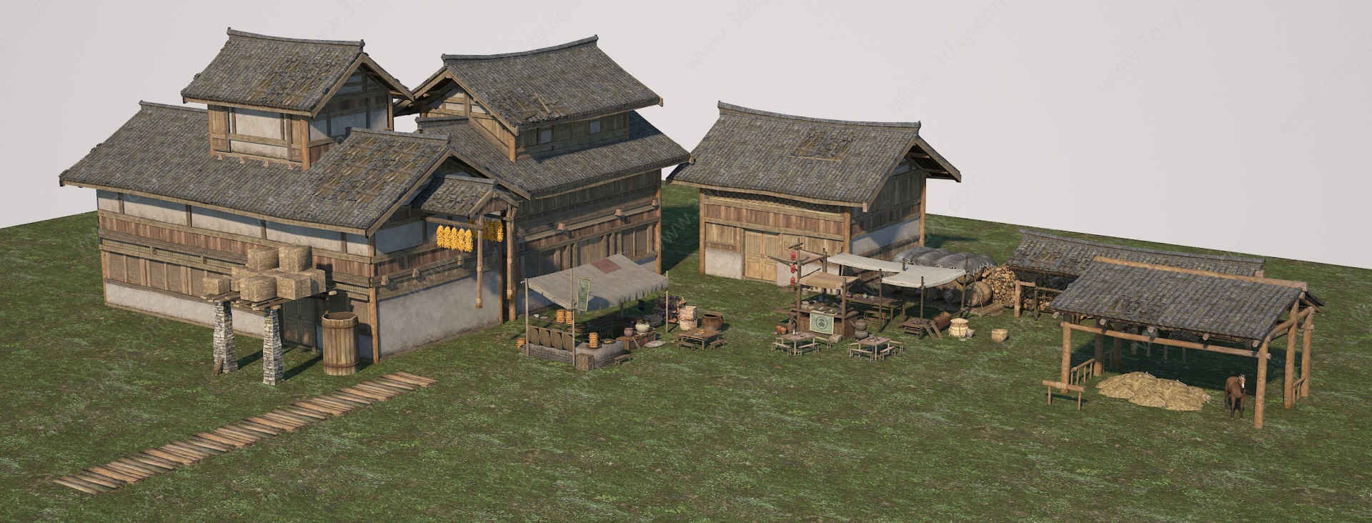 中式古建建筑驿站3D模型