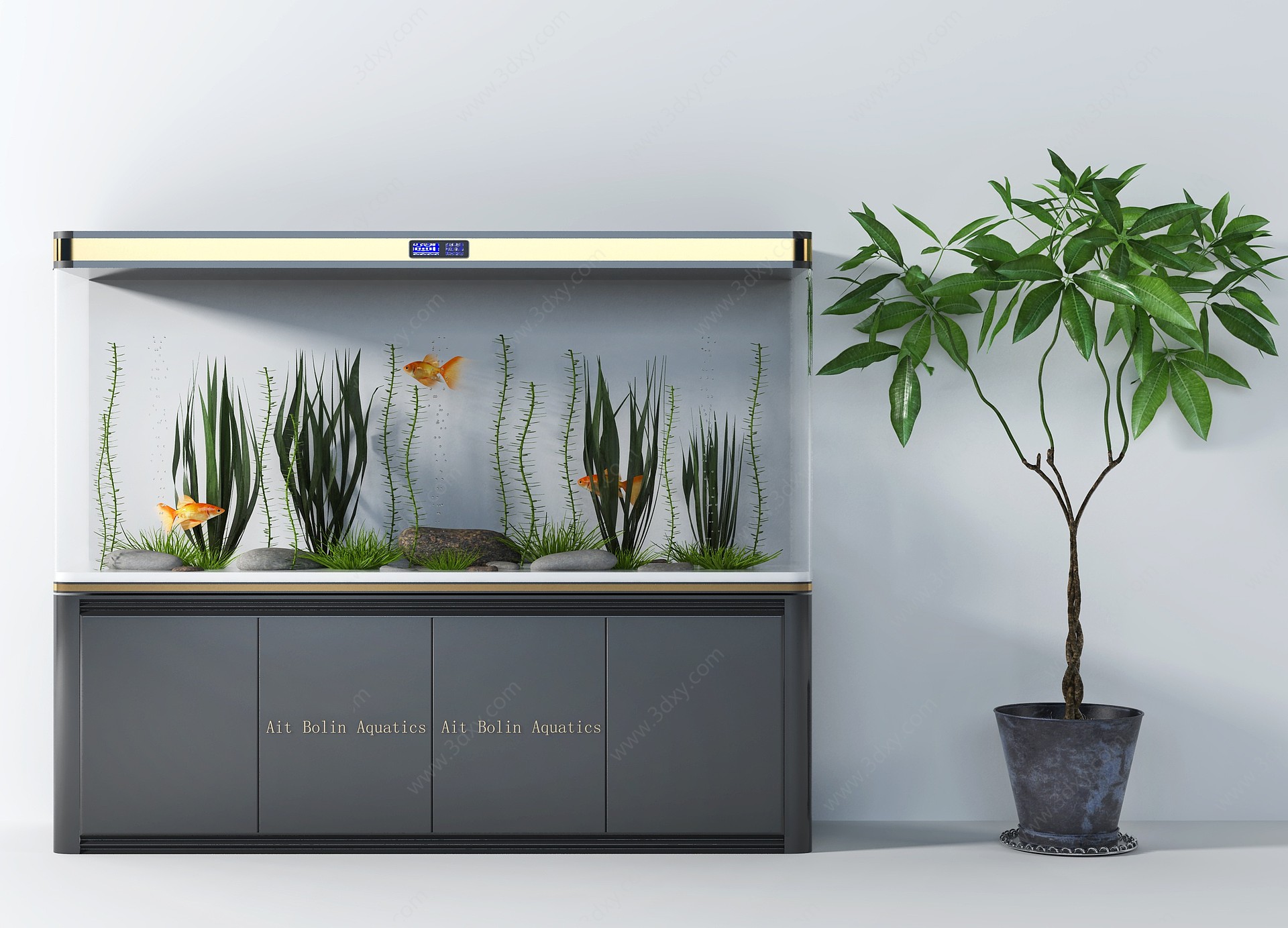 鱼缸绿植组合3D模型