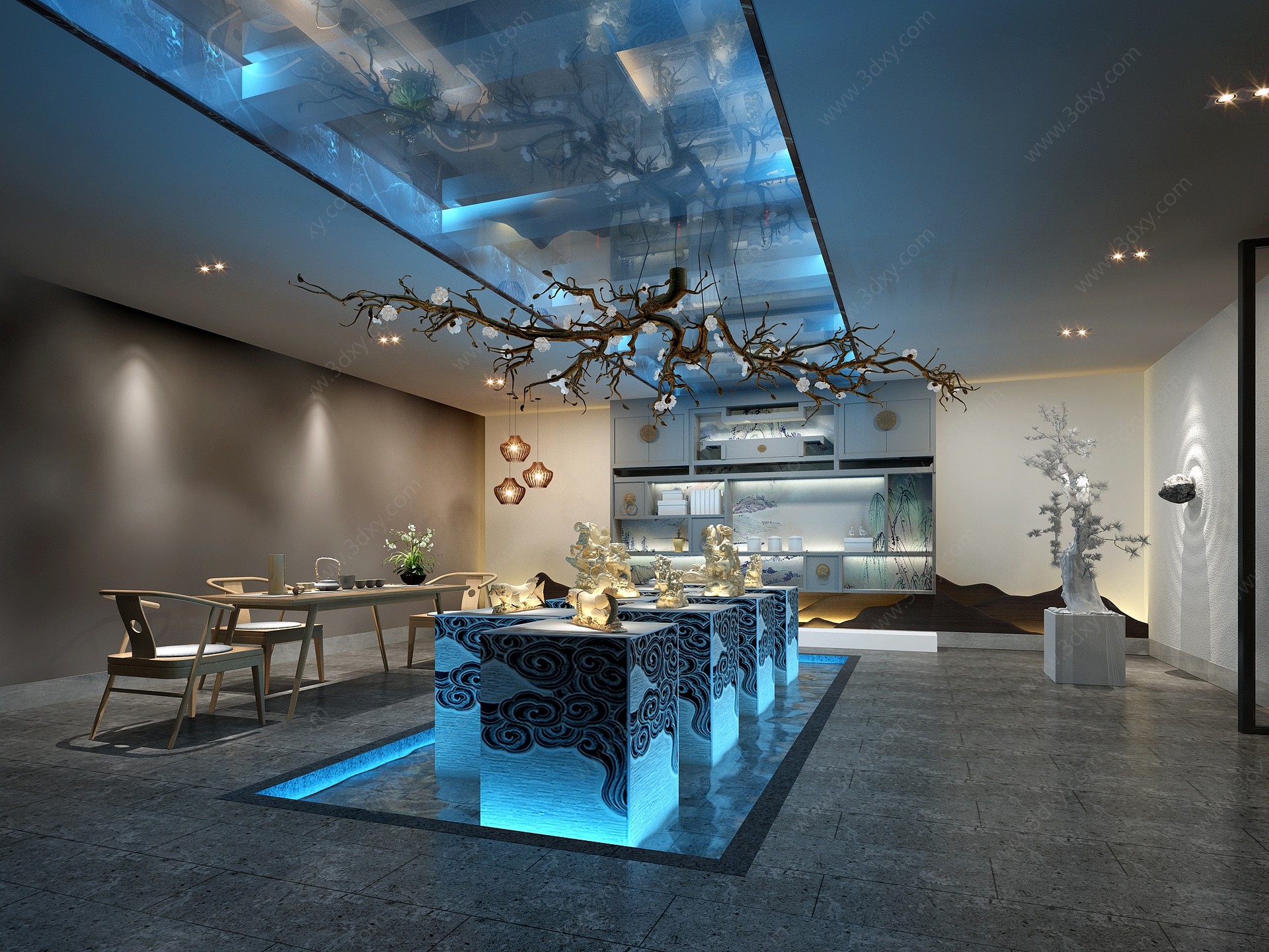 新中式茶室展厅3D模型