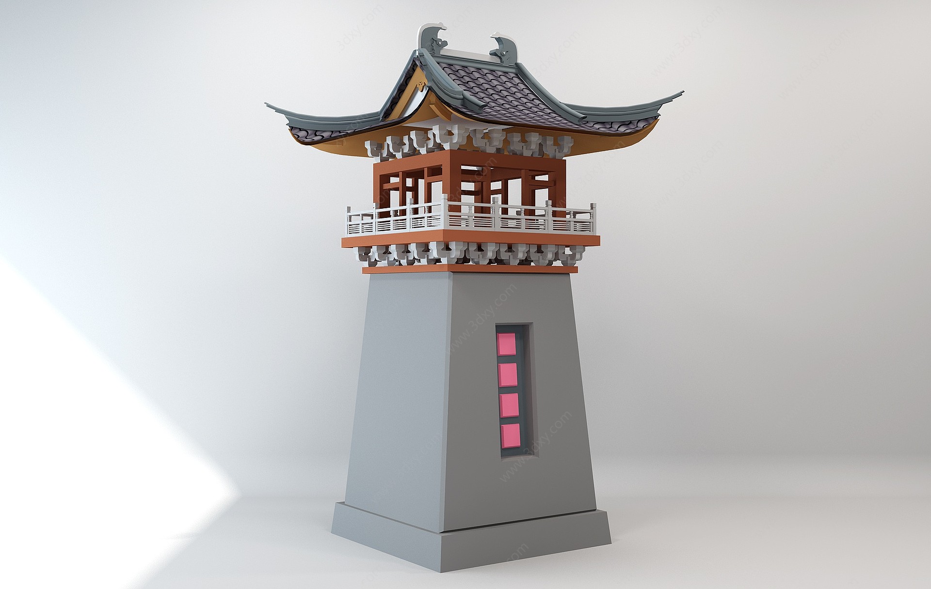 中式古建筑塔楼3D模型