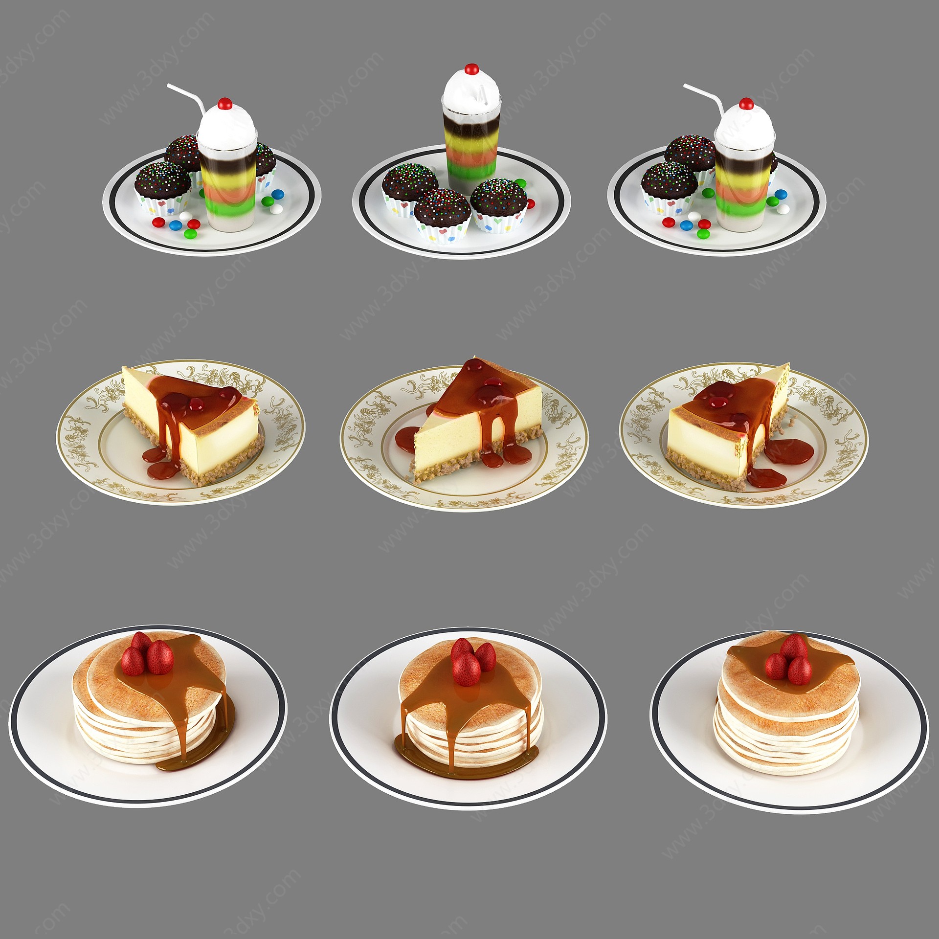 现代蛋糕甜品3D模型