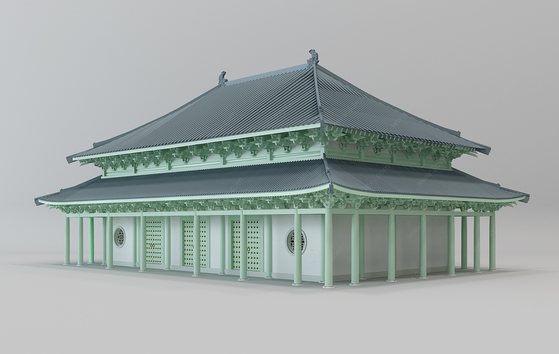 大雄宝殿中式古建筑3D模型