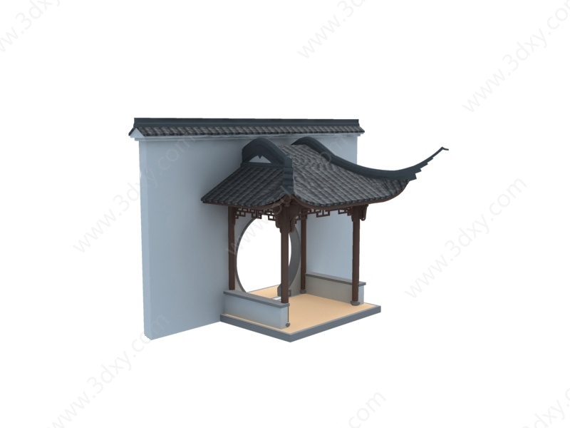 中式古建门头门厅3D模型