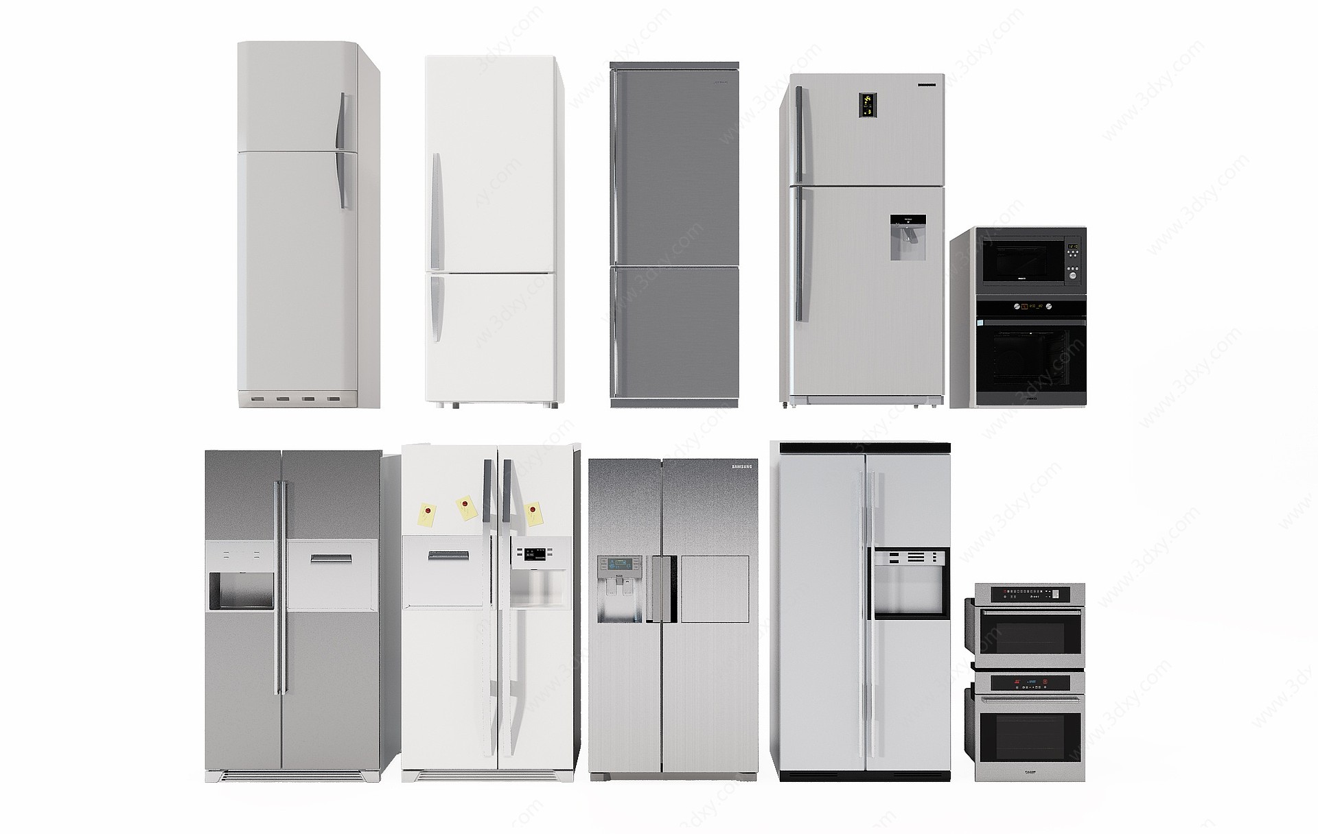 现代冰箱烤箱消毒柜组合3D模型
