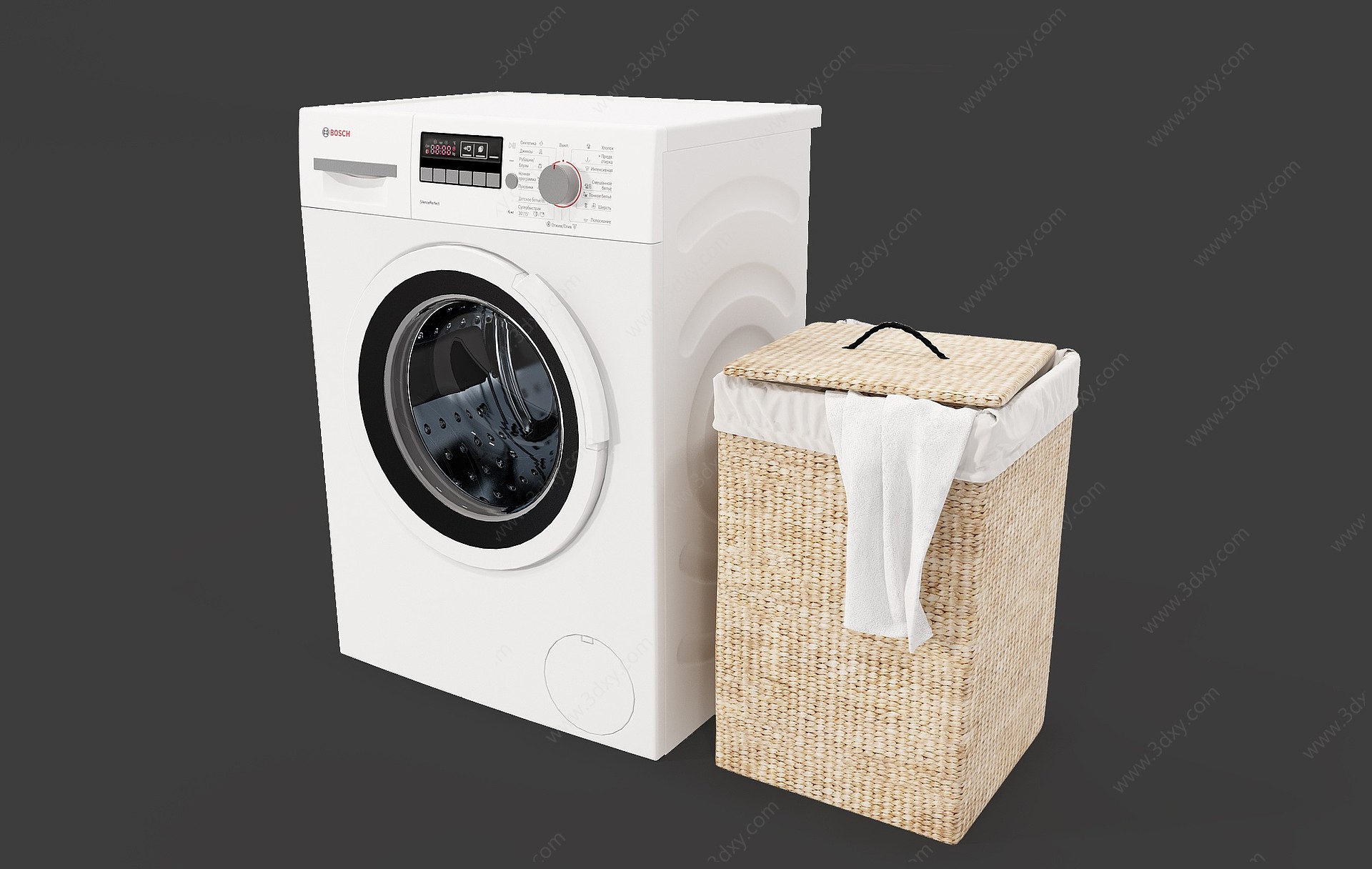 现代洗衣机藤编收奶篓3D模型