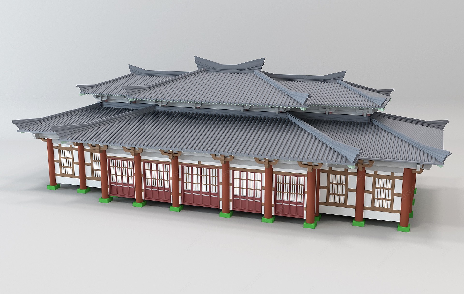 中式古建筑偏殿3D模型