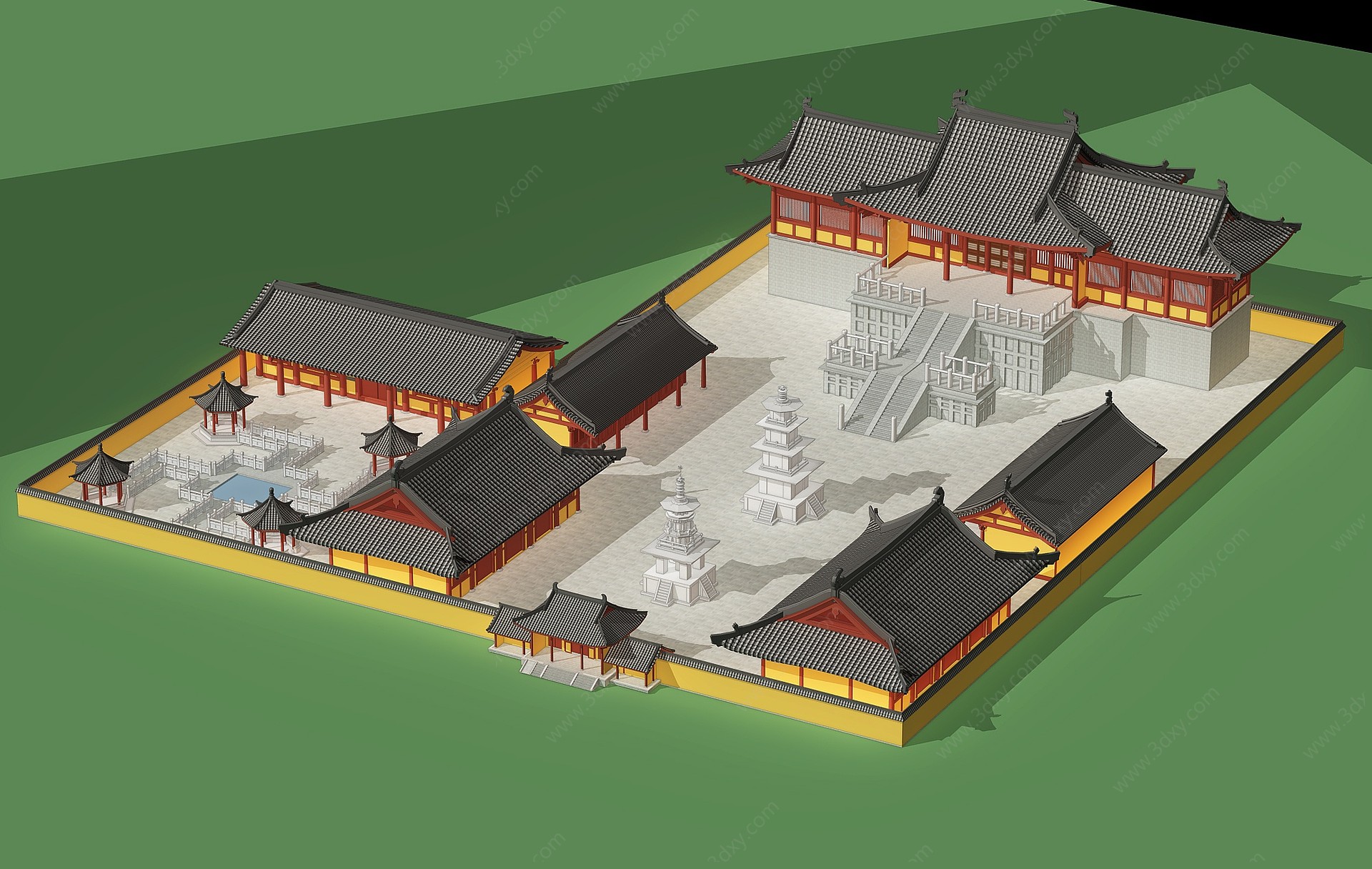 中式古建筑寺庙牌楼3D模型
