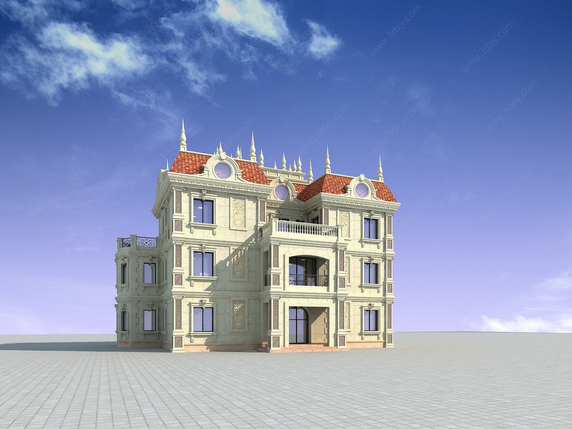 法式欧式别墅3D模型