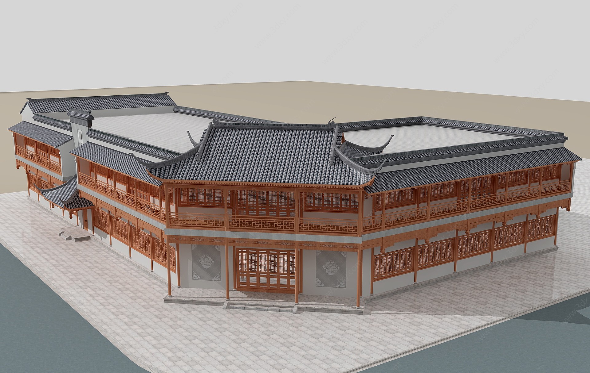中式古建筑街景3D模型