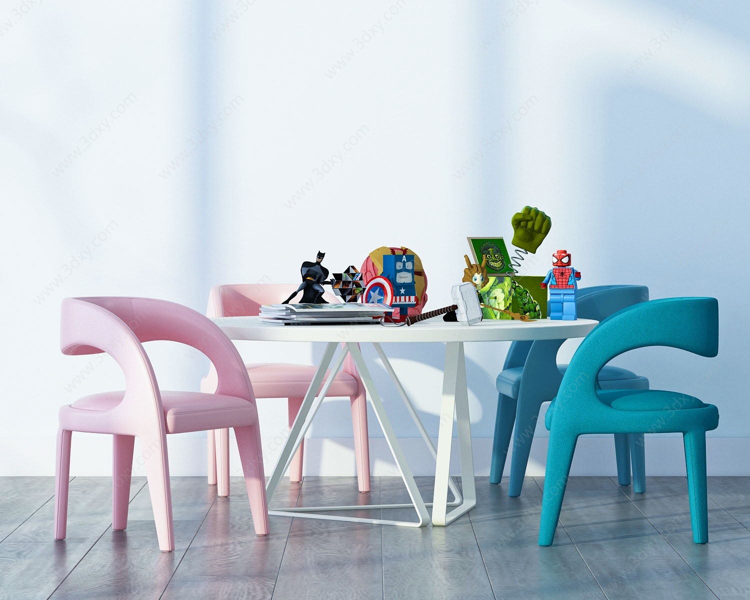 现代儿童桌椅3D模型