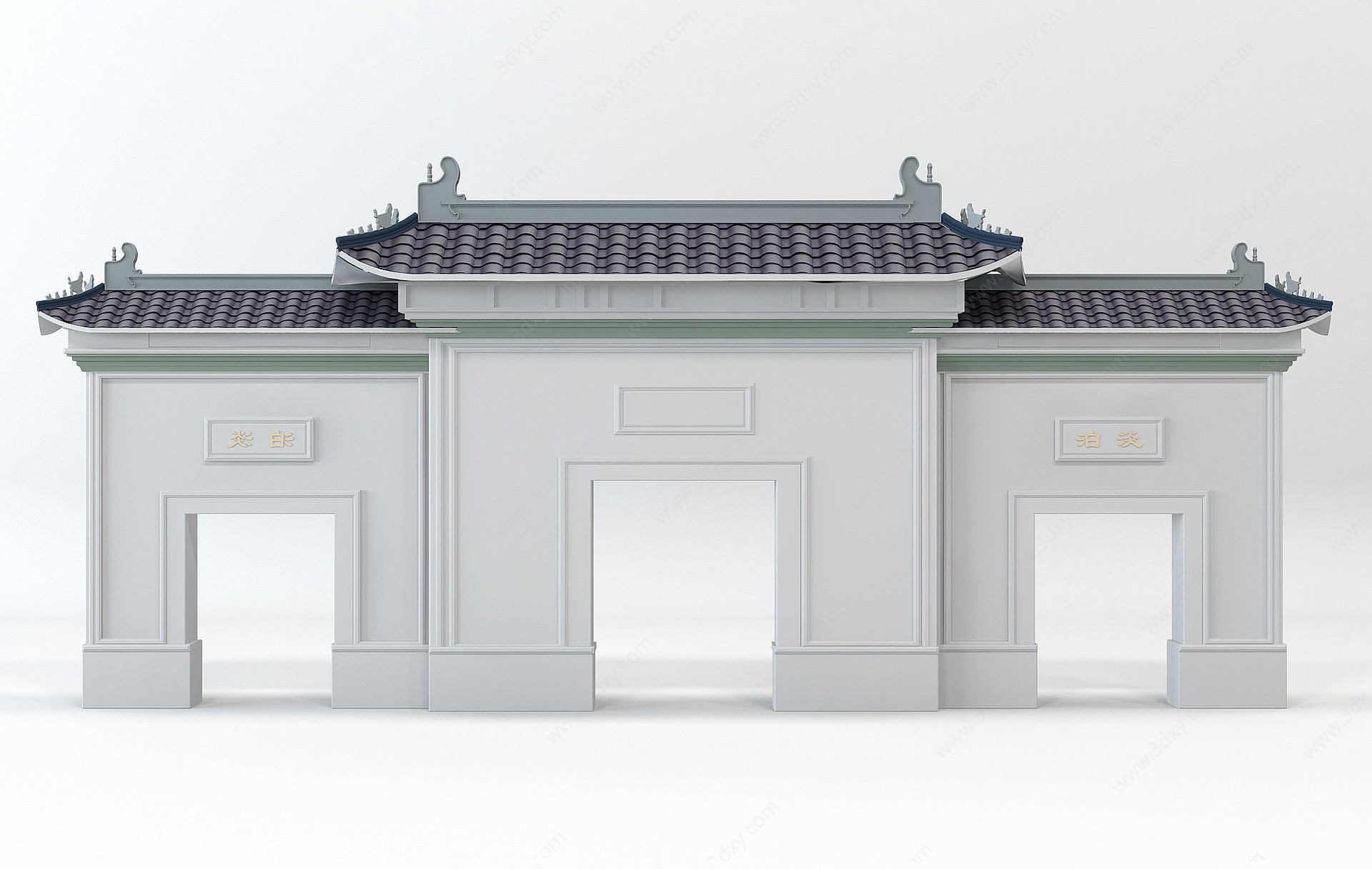 中式古建院墙3D模型