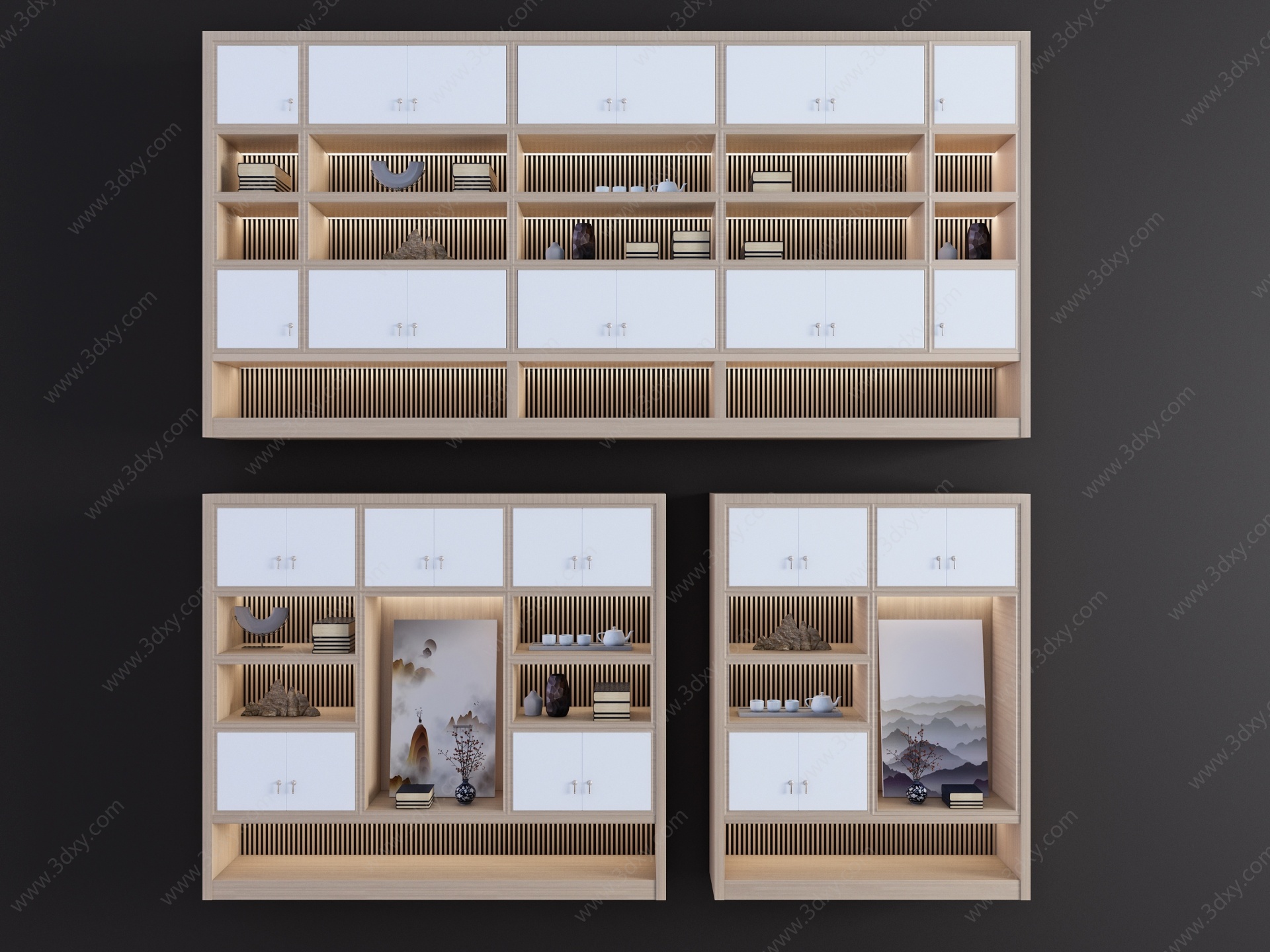 新中式实木装饰柜鞋柜3D模型