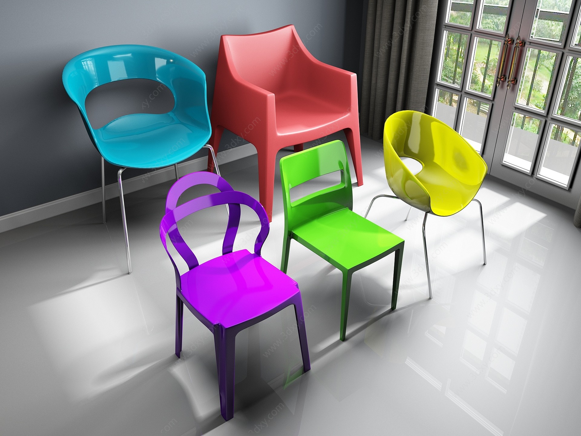 现代休闲椅子塑料装饰椅子3D模型