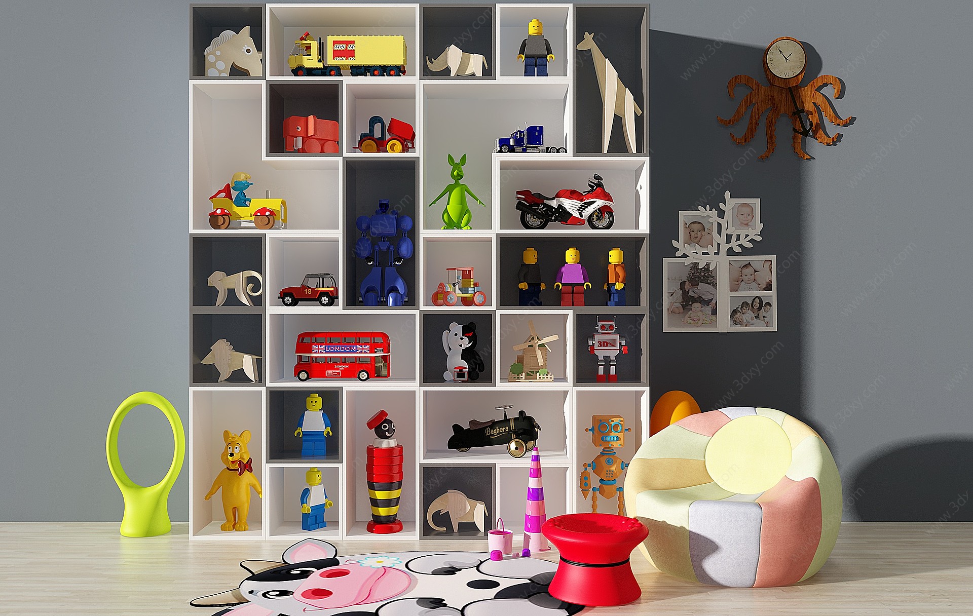 现代儿童玩具置物架3D模型