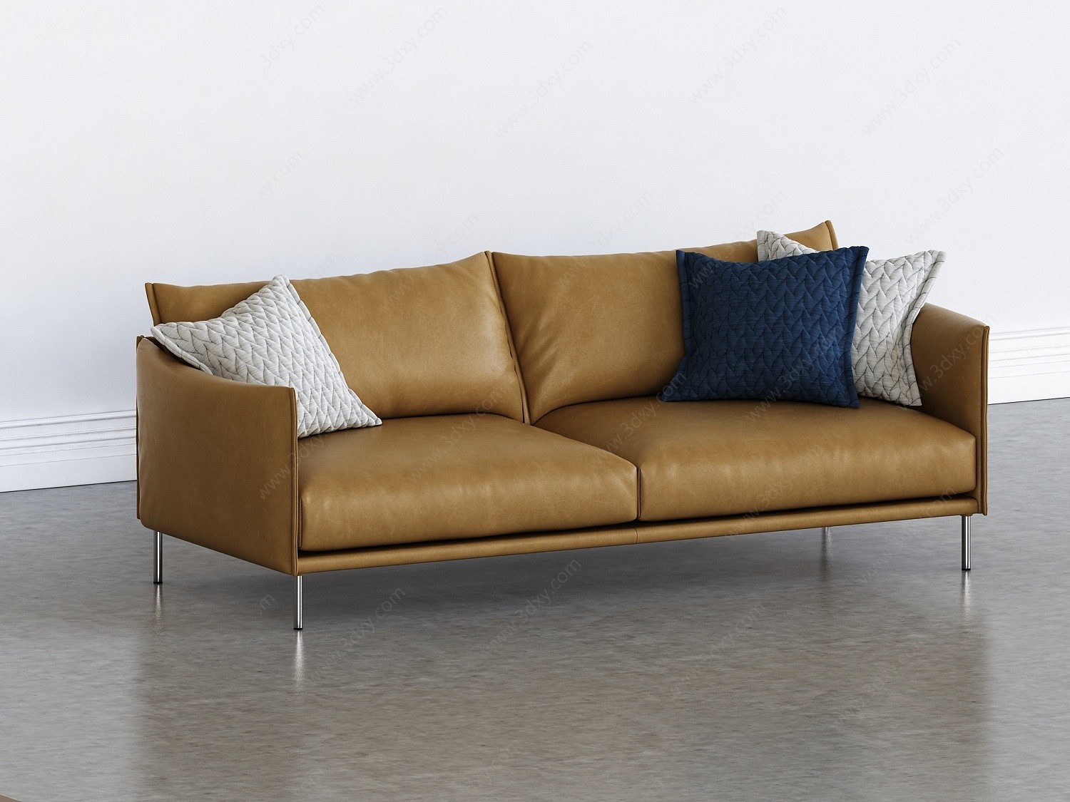 现代双人皮沙发3D模型
