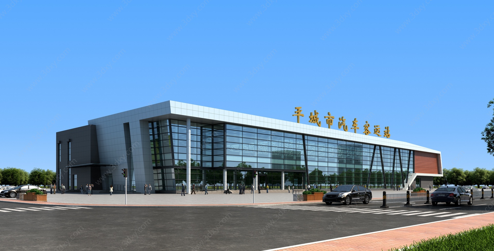 现代客运站中心汽车站3D模型