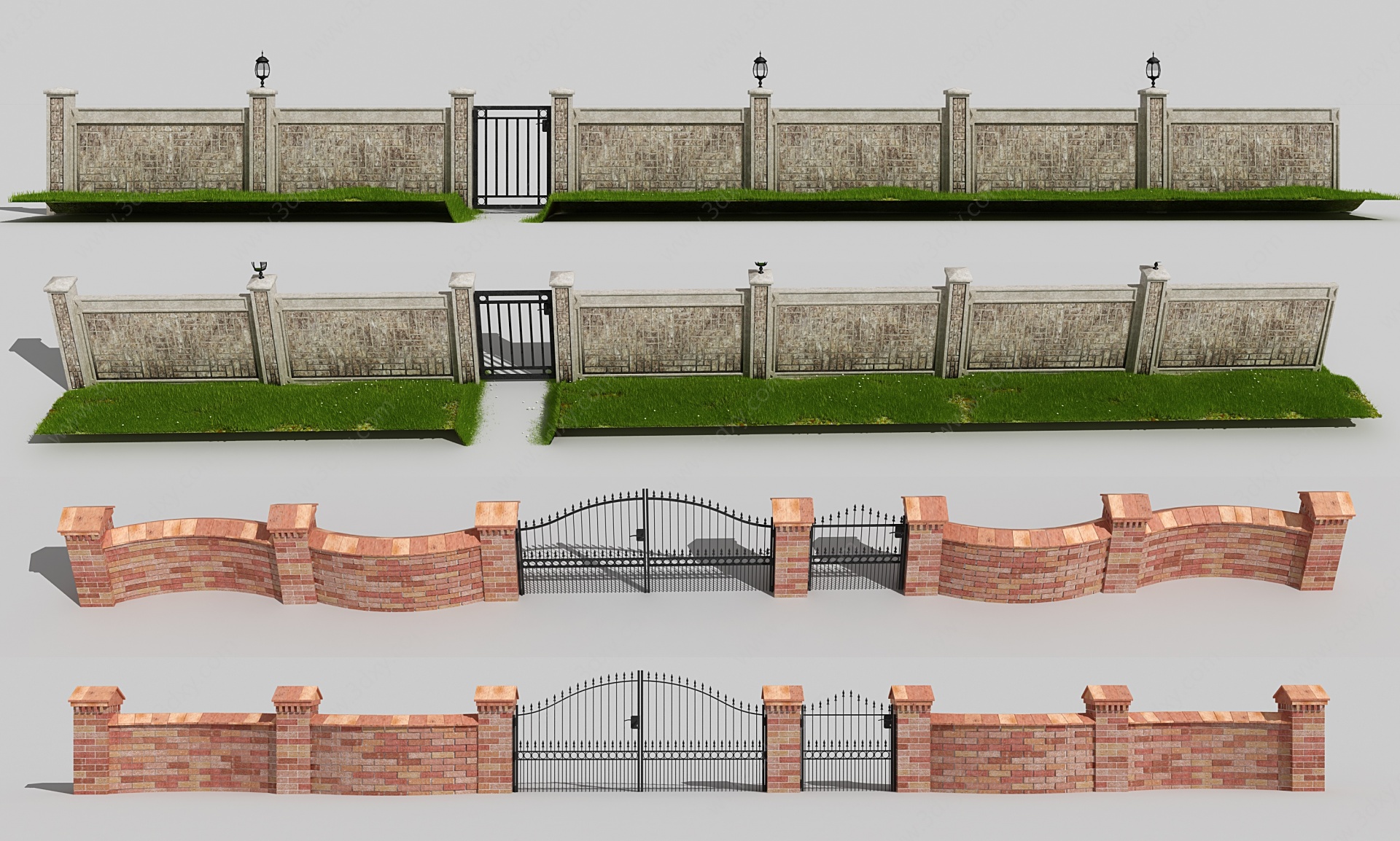 简欧围墙围栏花园围栏3D模型