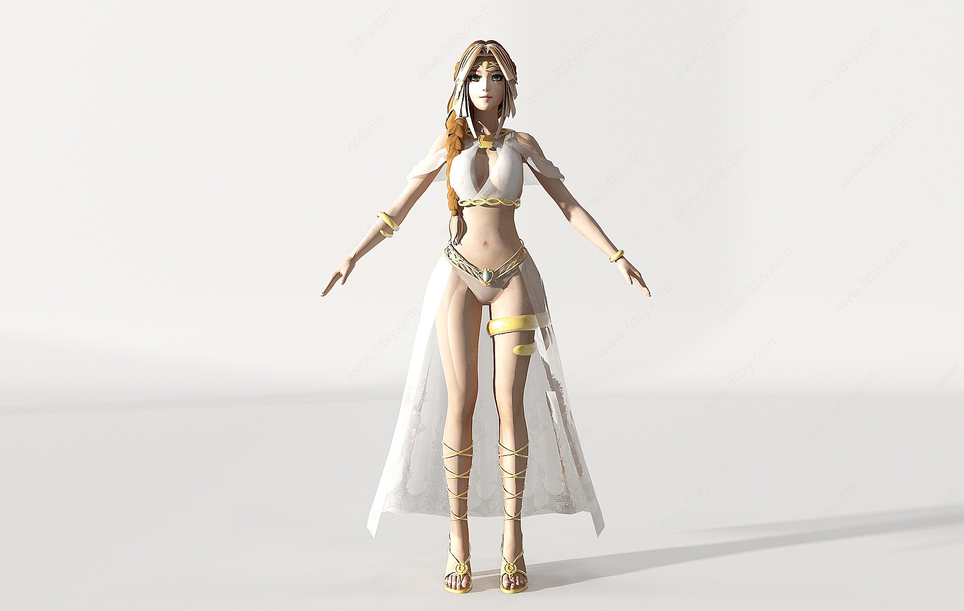 现代游戏人物角色美女3D模型