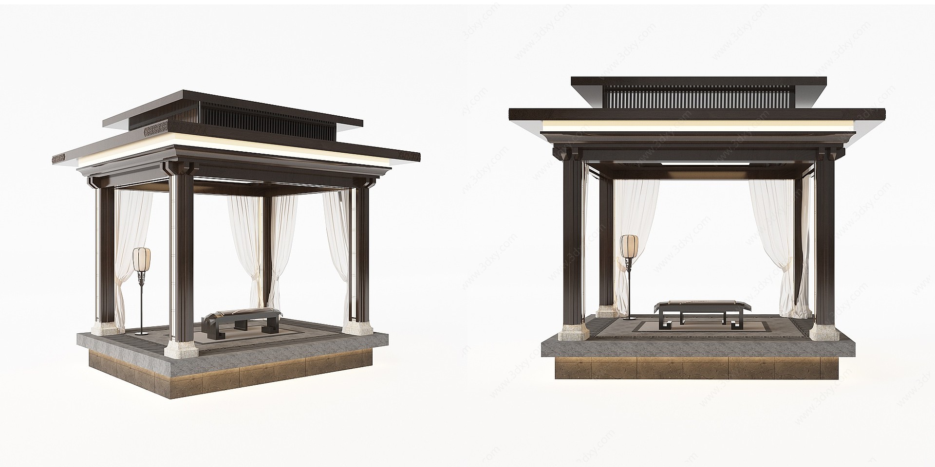 新中式庭院凉亭方亭3D模型