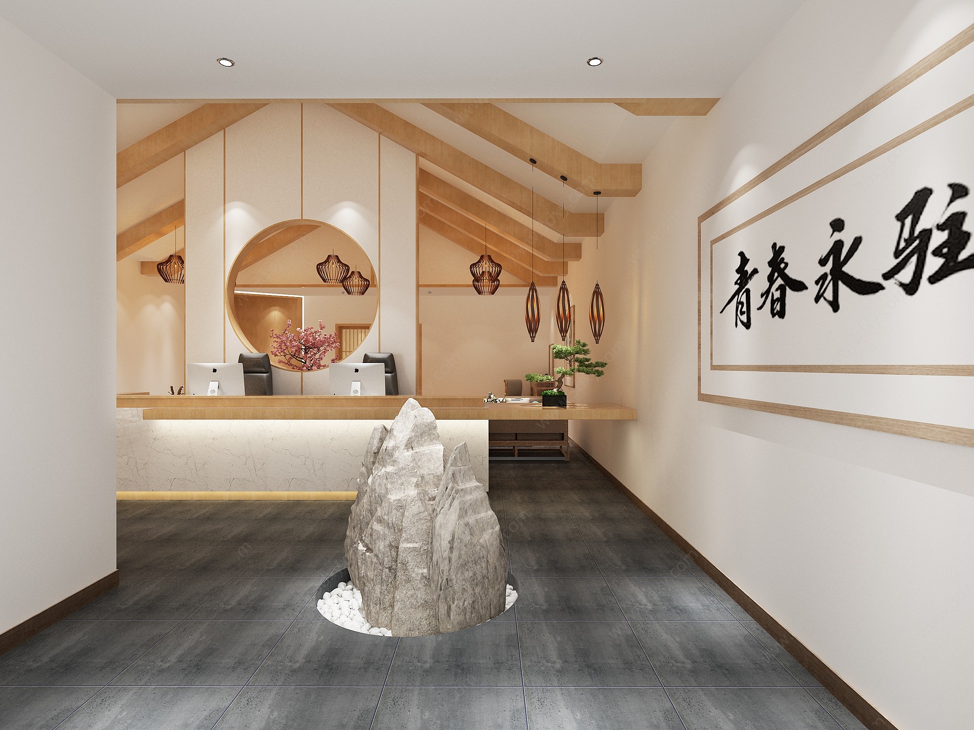 日式美容院大厅3D模型