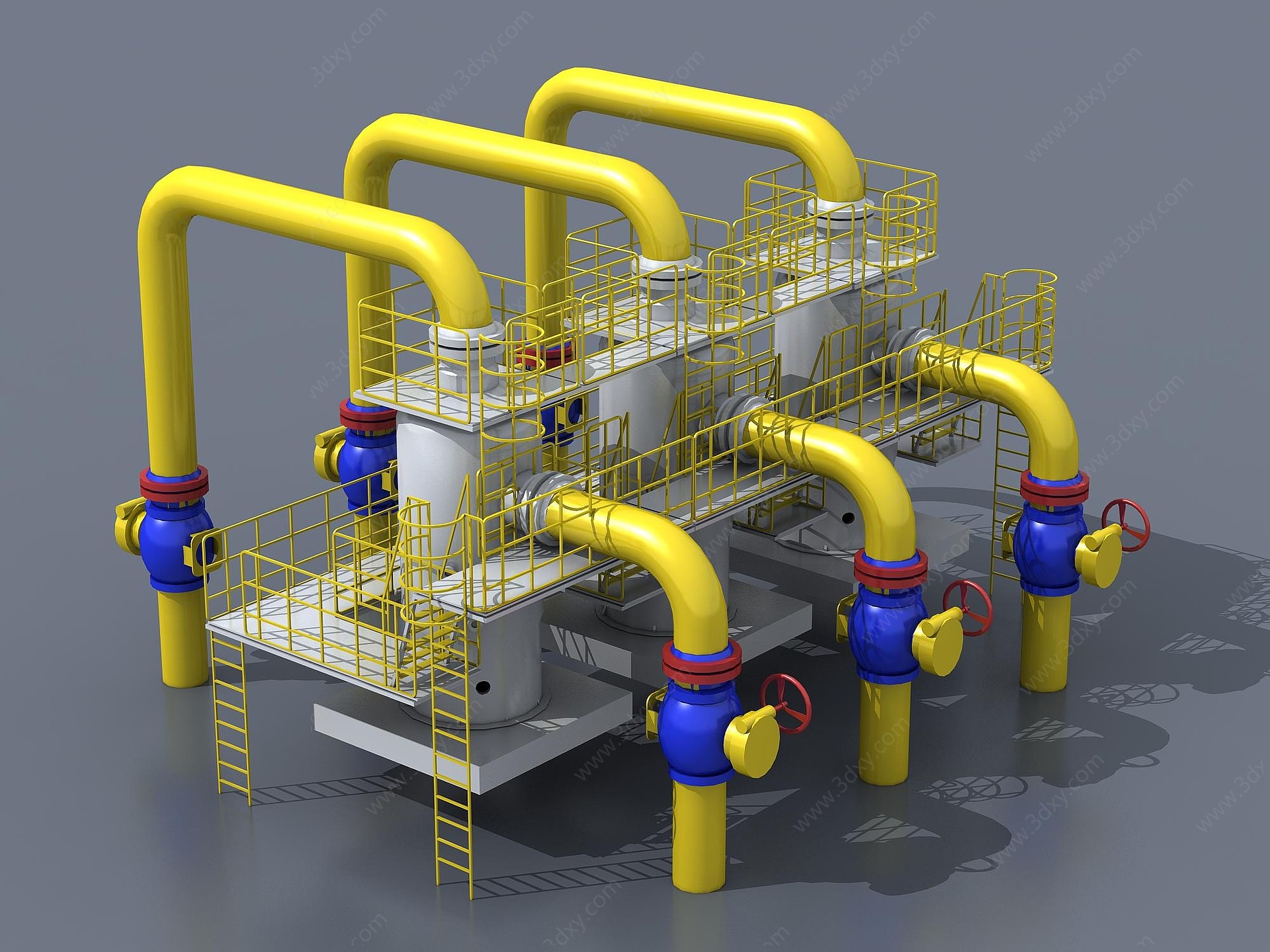 现代工业化工厂管道设备3D模型