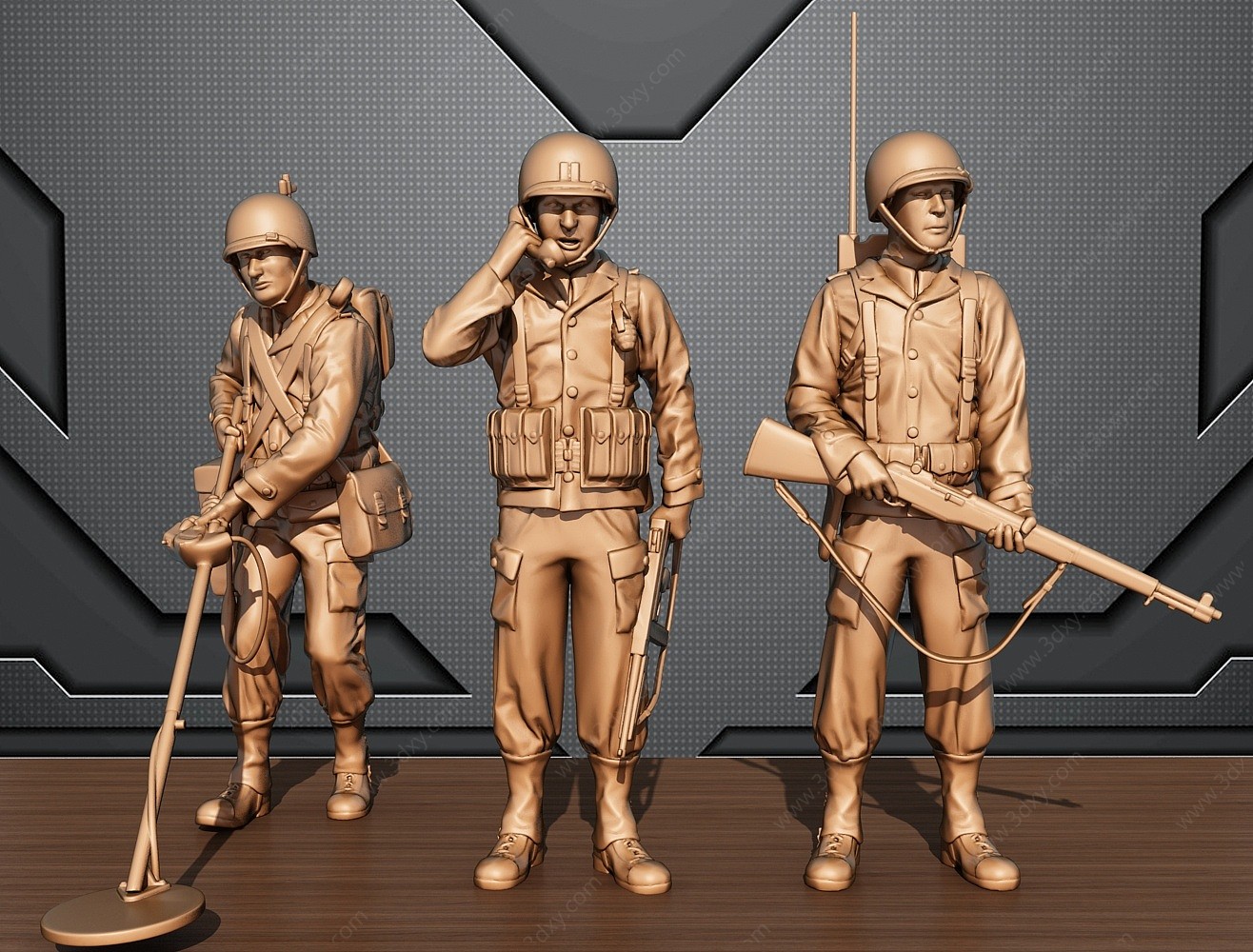 现代英雄人物雕塑3D模型