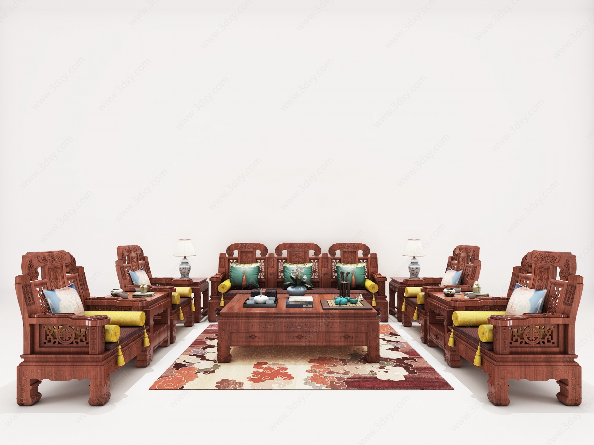 传统中式红木沙发3D模型