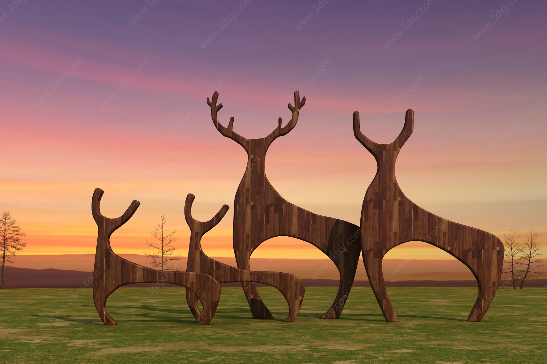 现代小鹿雕塑3D模型
