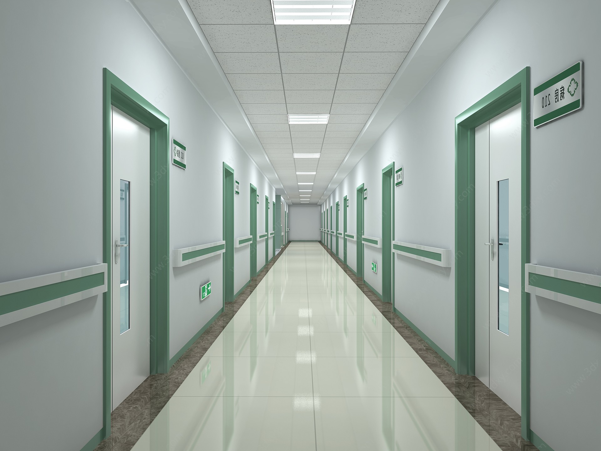 现代医院走廊3D模型