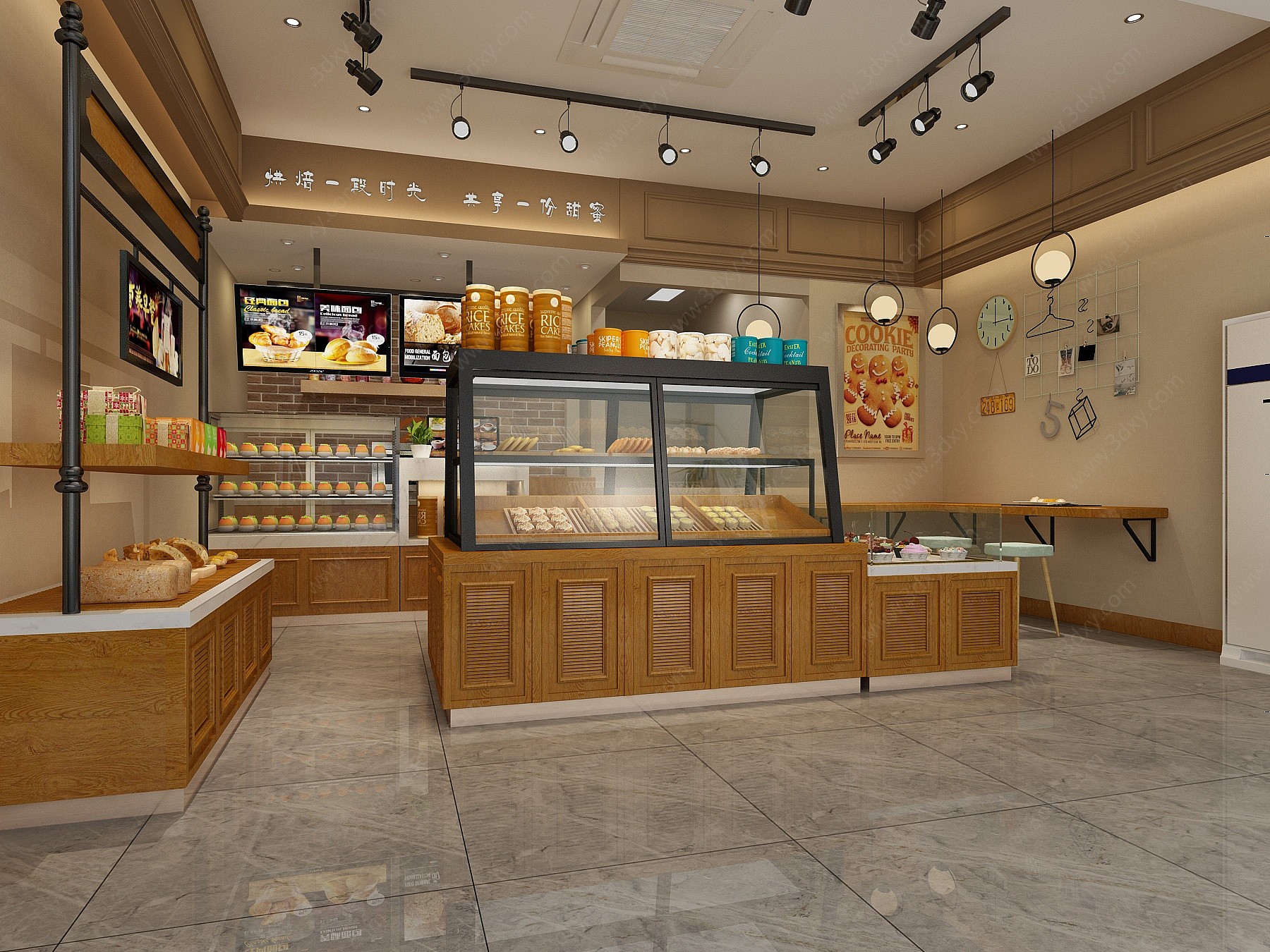 现代风格蛋糕店咖啡厅3D模型