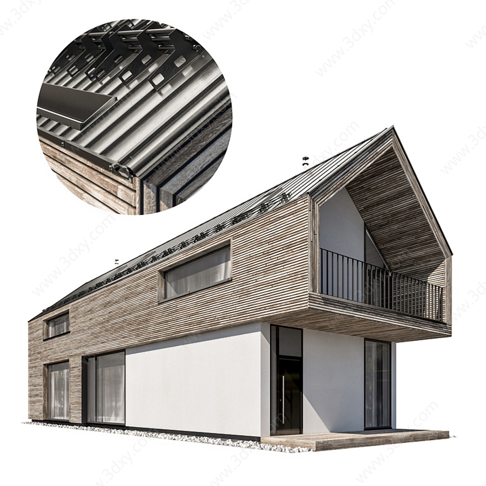 现代独栋别墅建筑3D模型