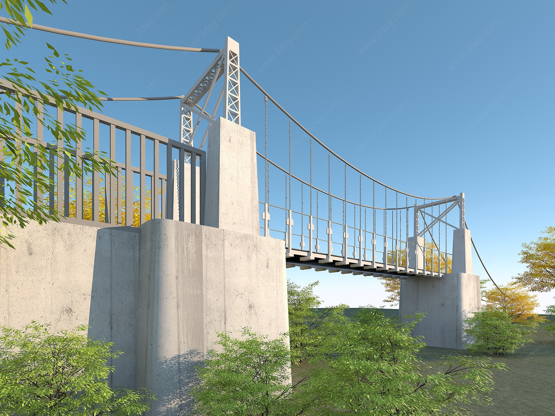 现代悬索桥3D模型