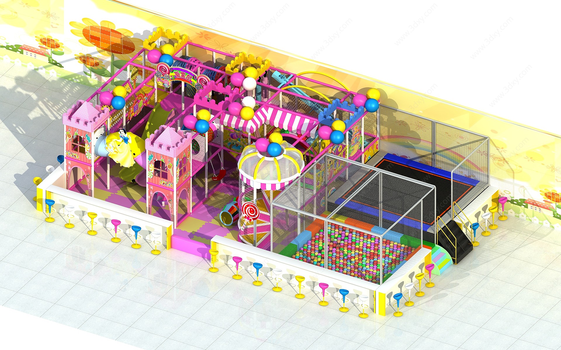 现代风格游乐园淘气堡3D模型