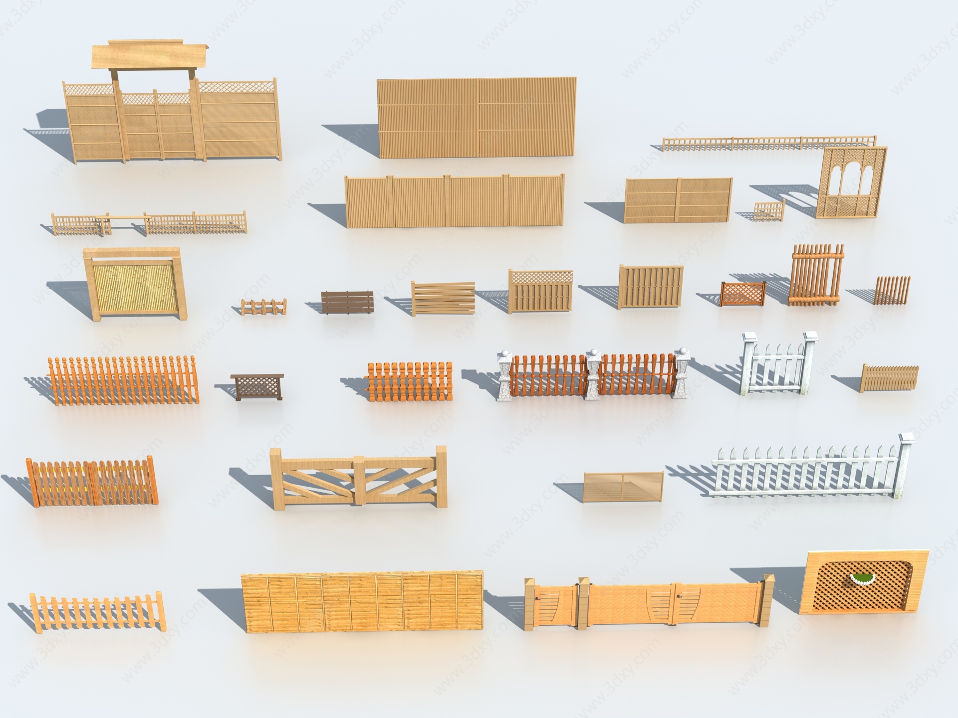 中式栅栏围栏3D模型