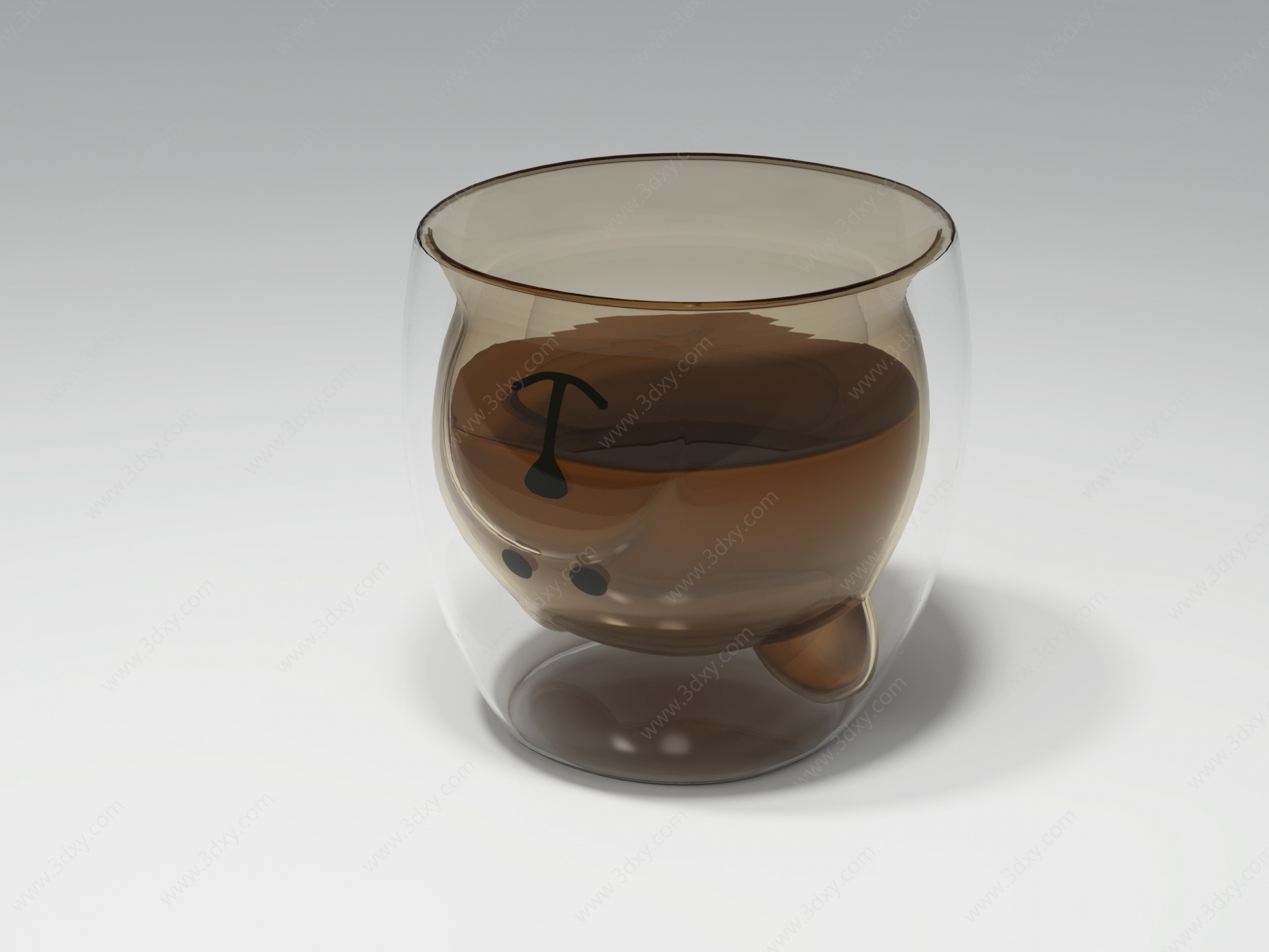 现代小熊玻璃杯水杯卡通3D模型
