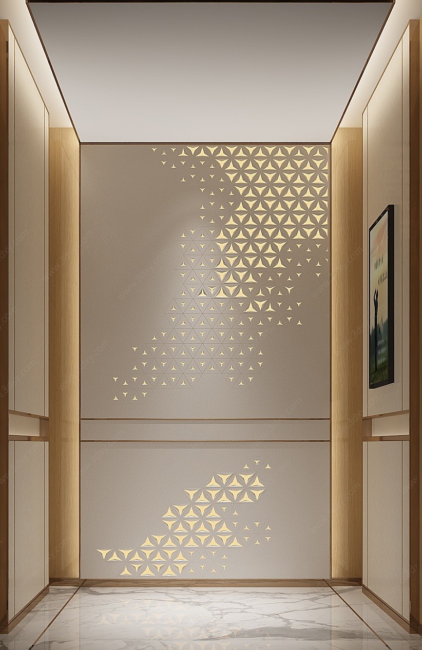 现代酒店电梯轿厢3D模型