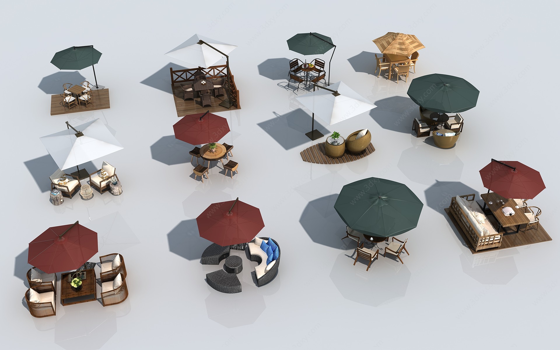 现代室外桌椅3D模型