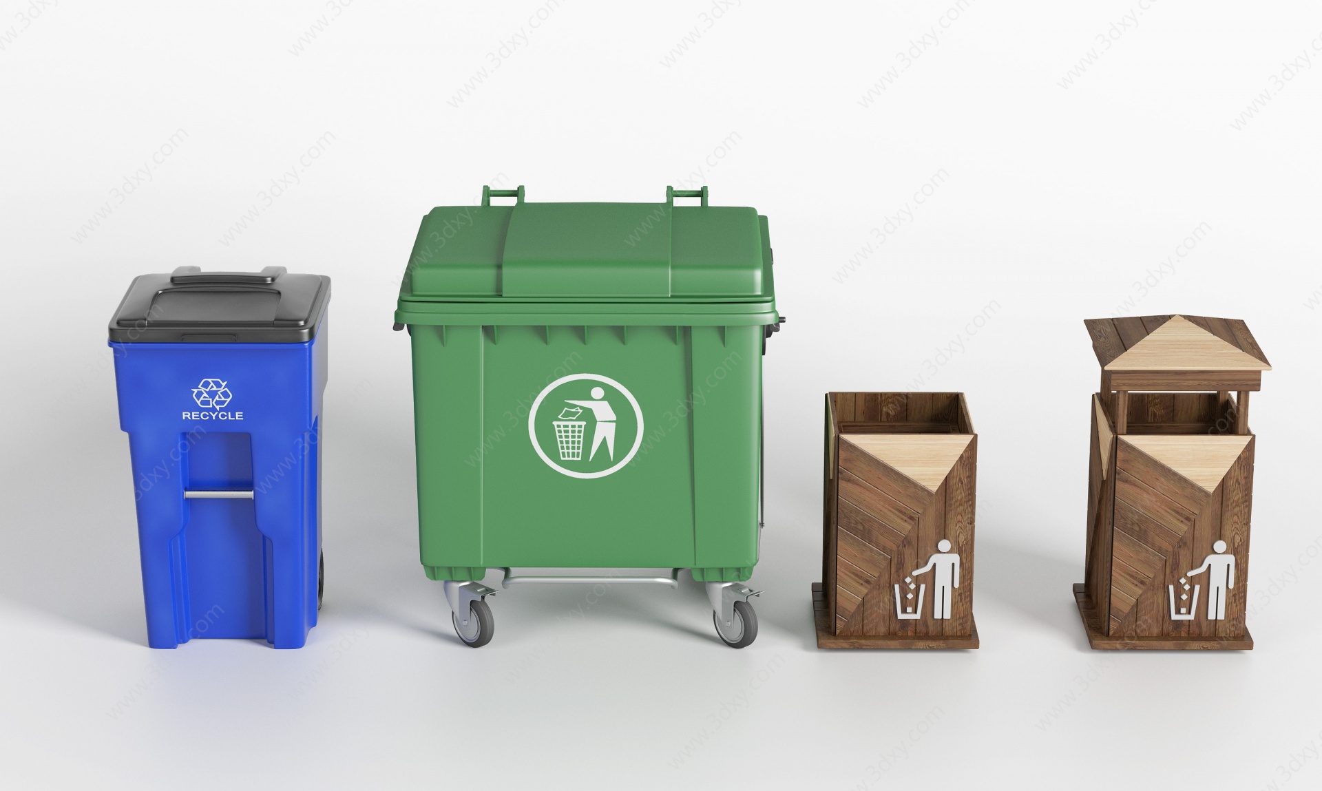 现代户外垃圾箱垃圾桶3D模型