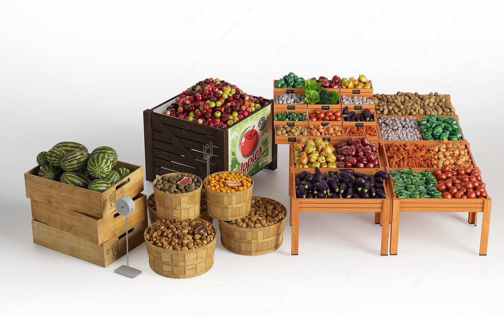现代水果蔬菜组合3D模型