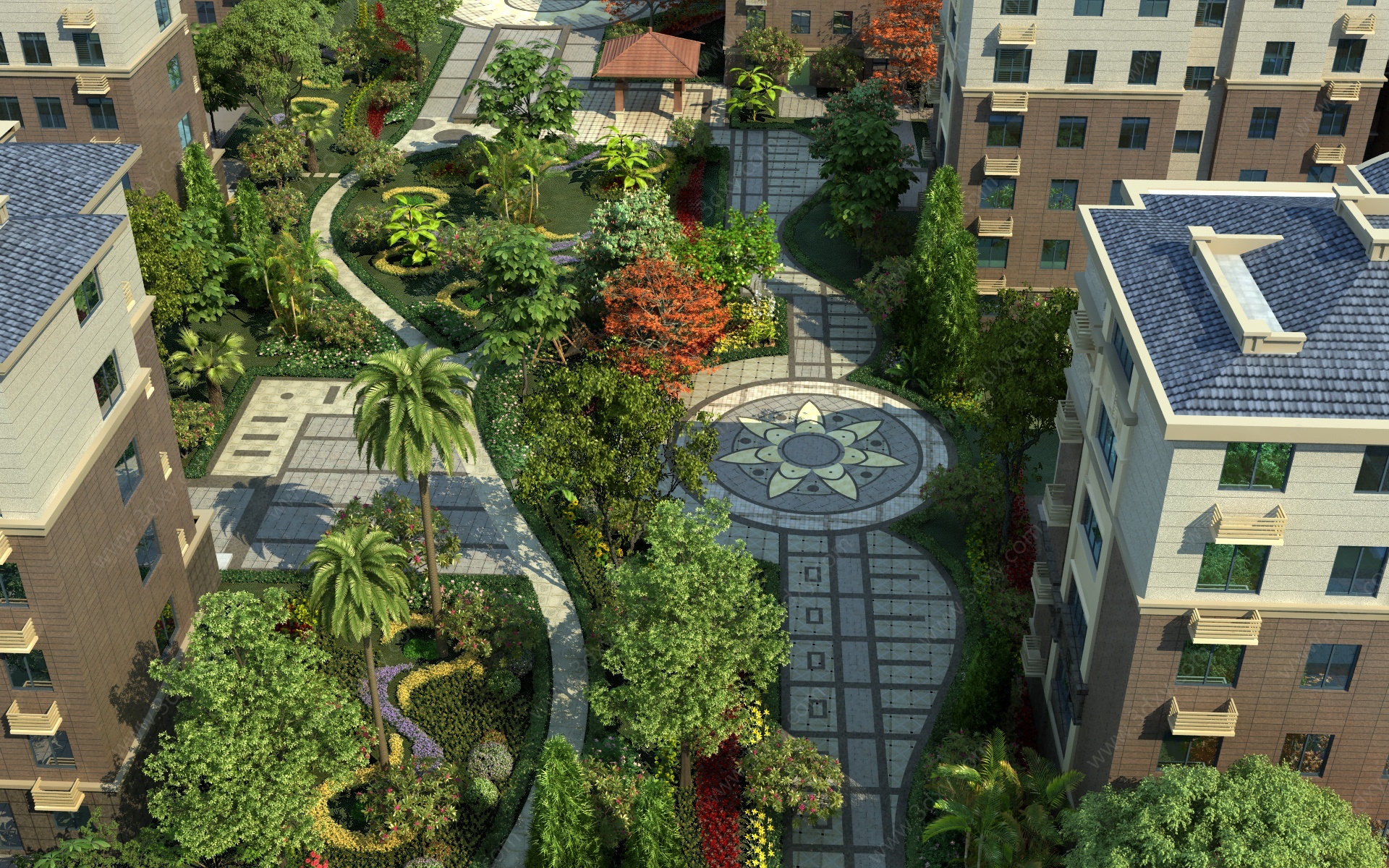 现代小区景观别墅景观3D模型