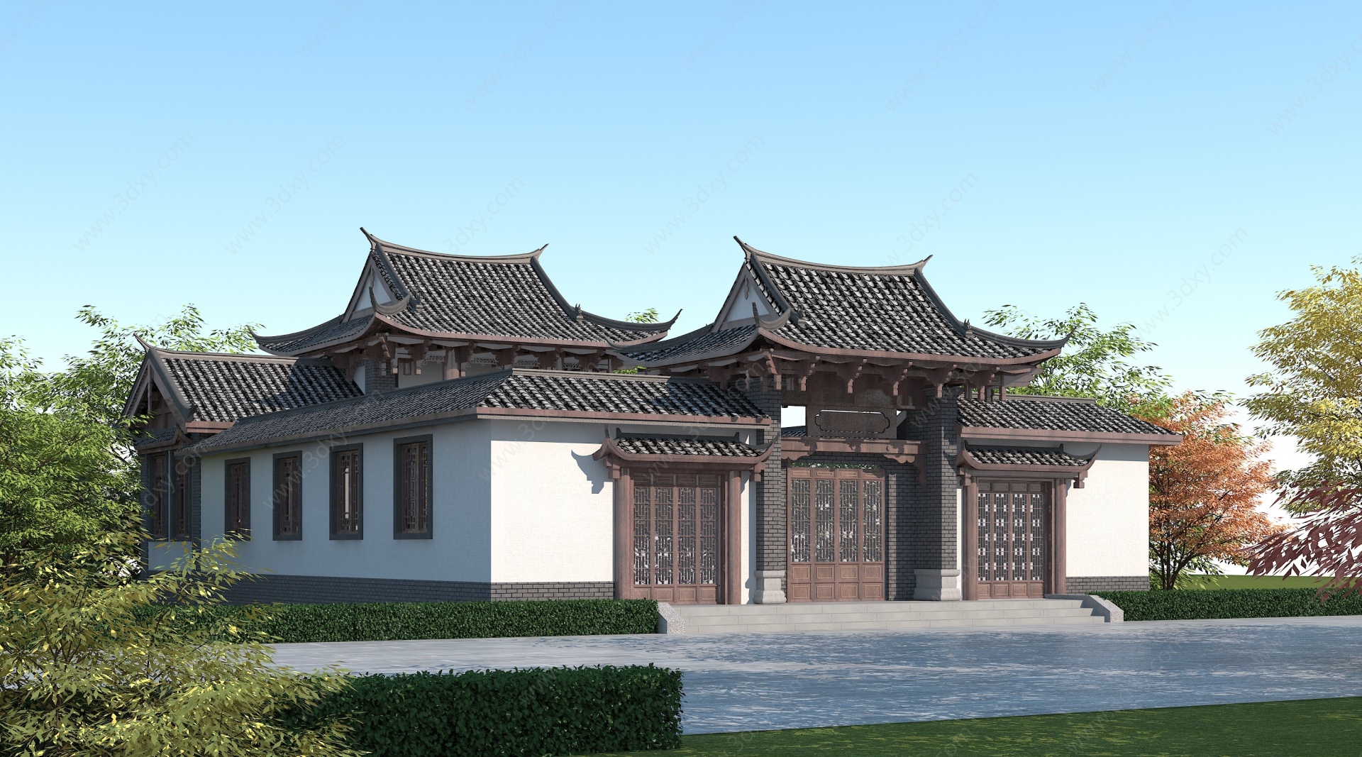 中式庭院四合院古建筑3D模型