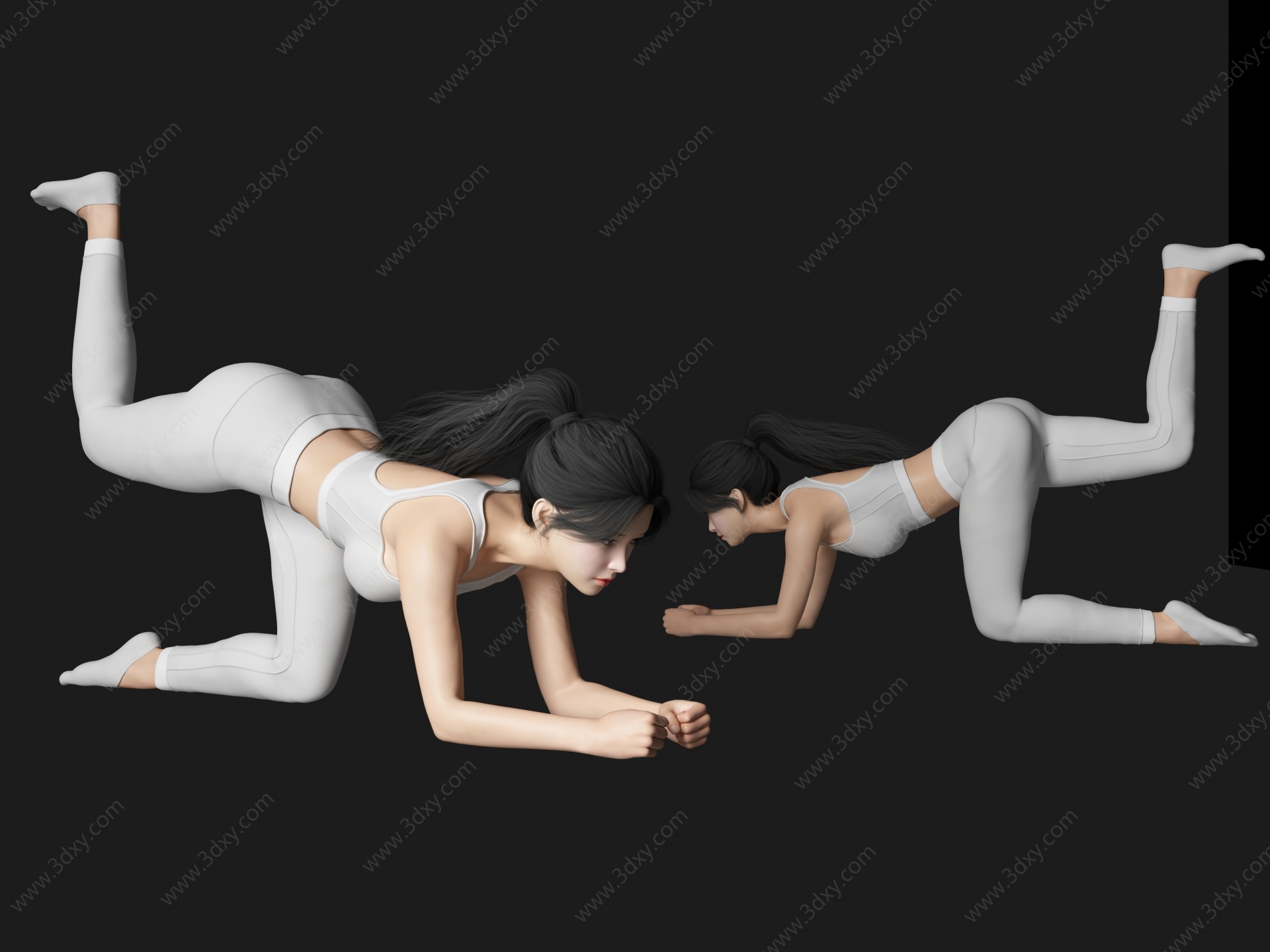 瑜伽美女人物3D模型