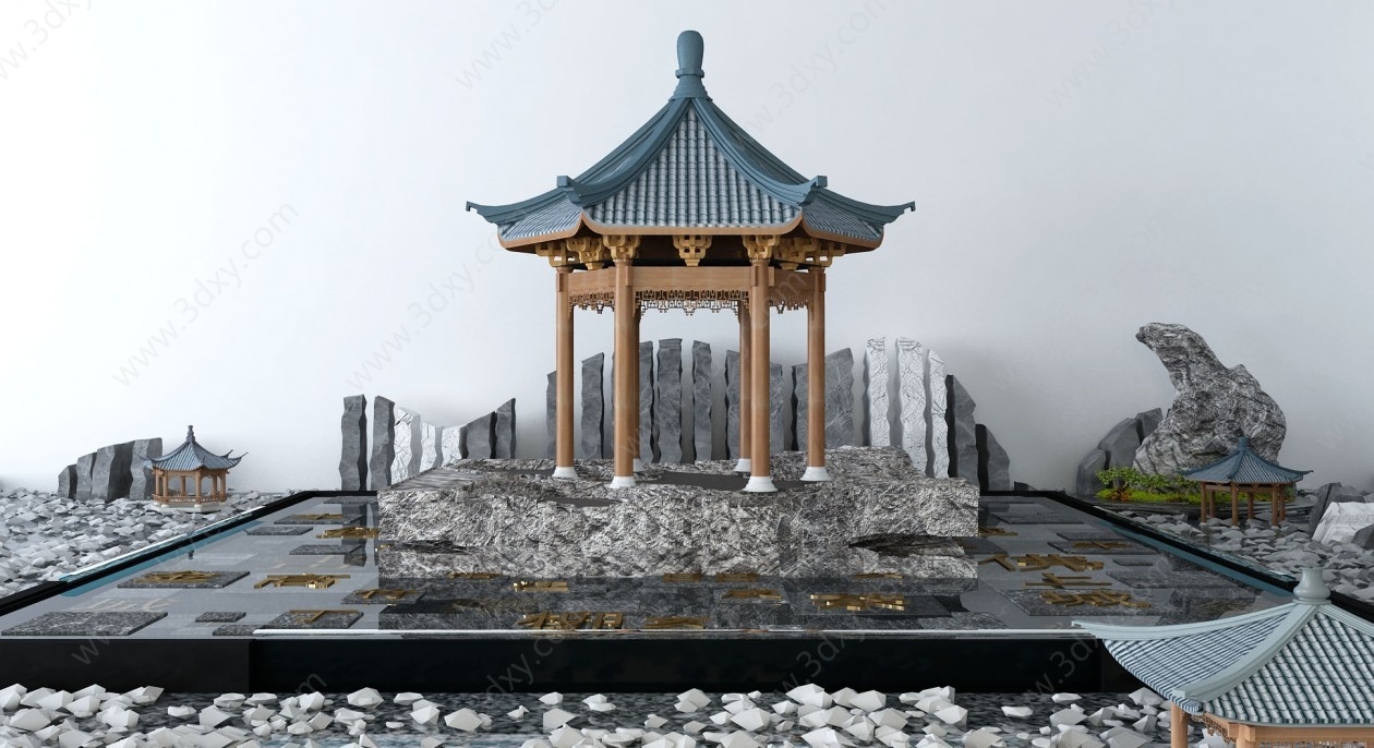 新中式景观小品3D模型