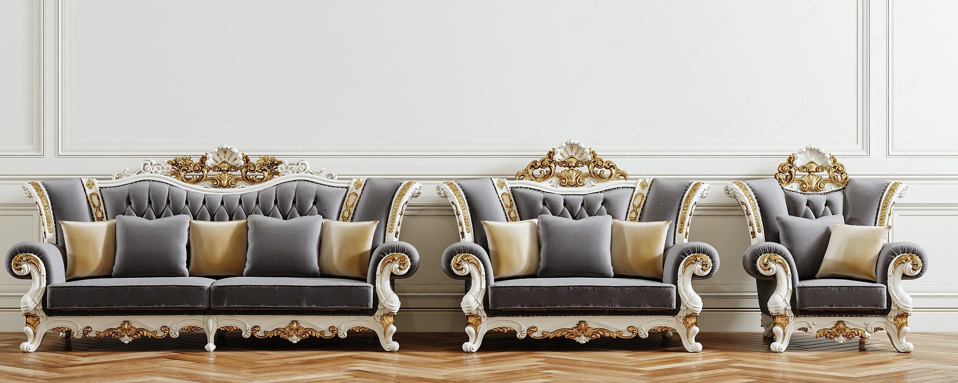 法式沙发组合3D模型
