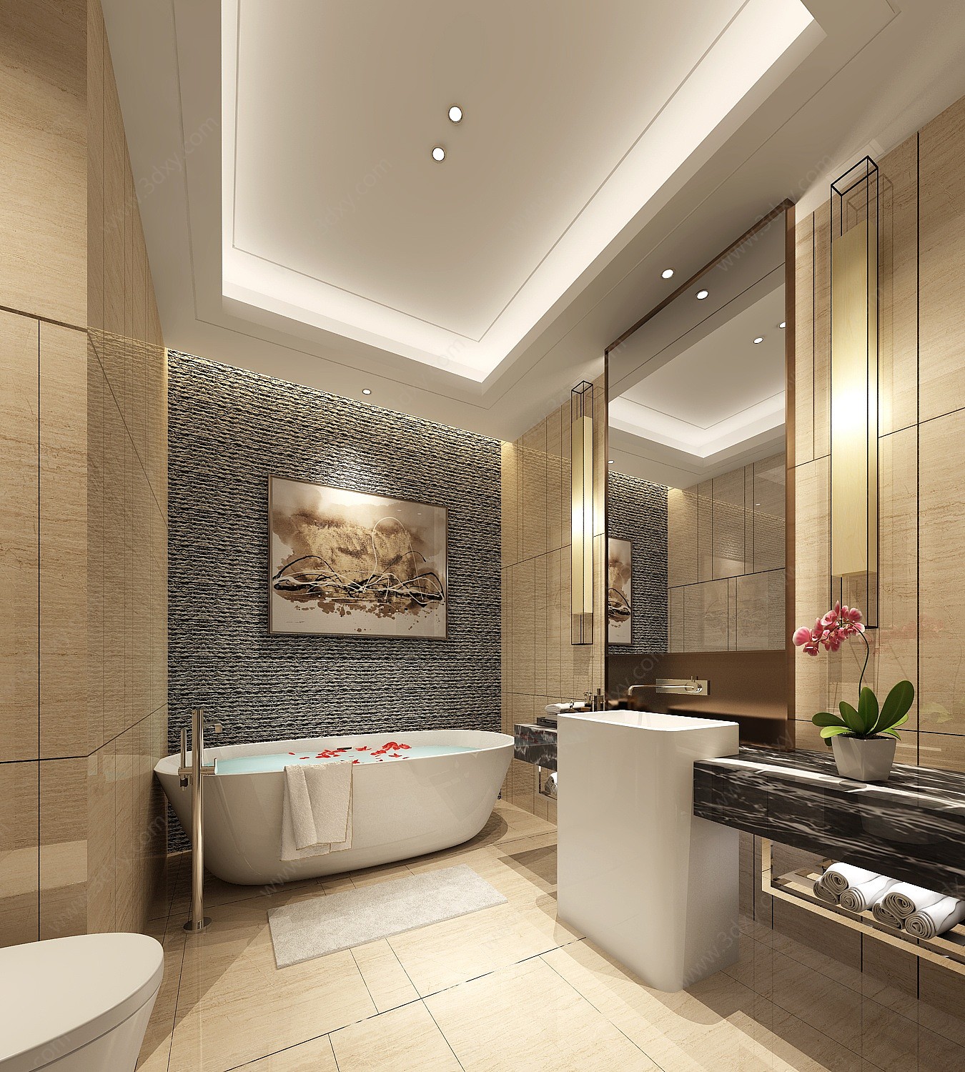 新中式酒店客房卫生间3D模型