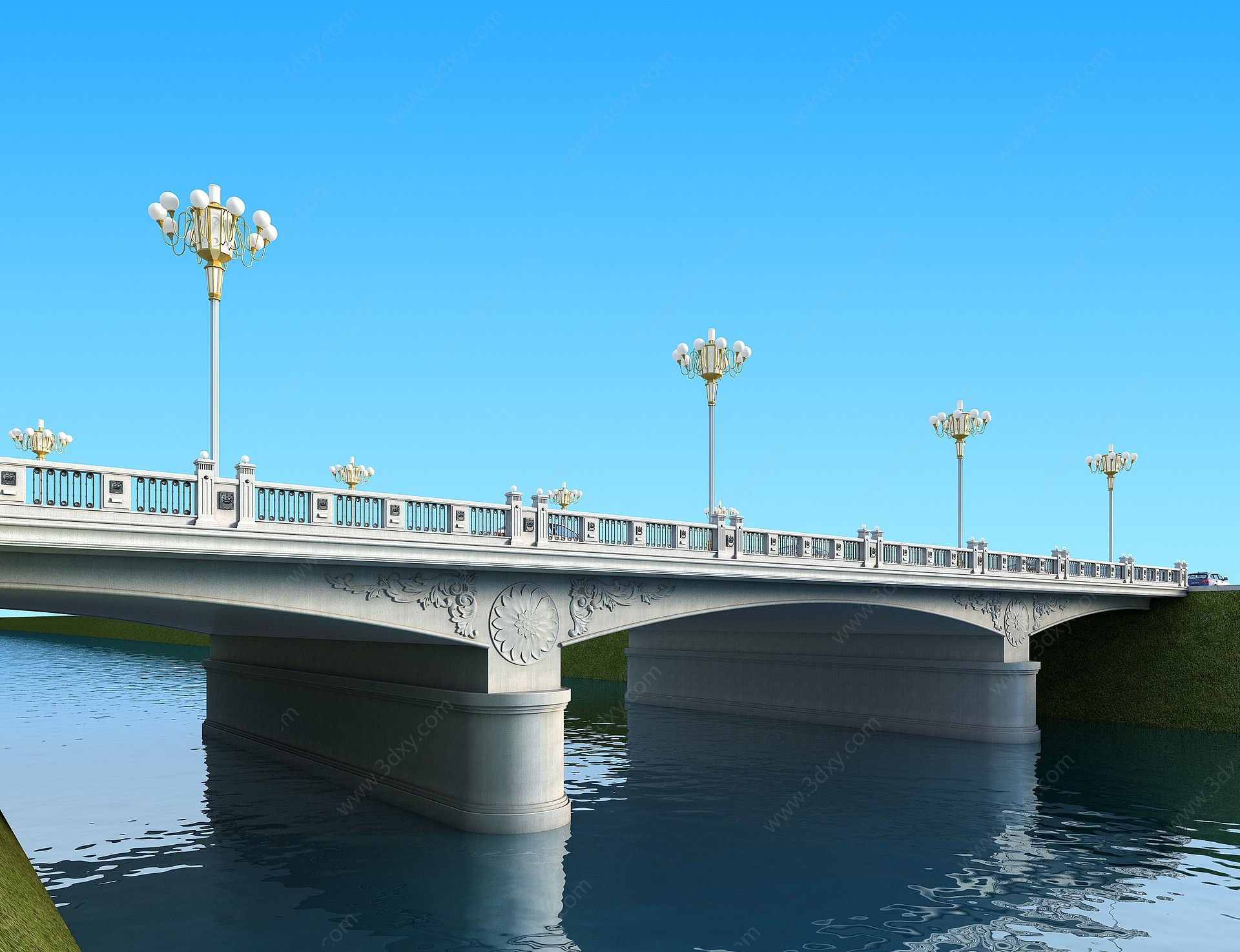现代石拱大桥3D模型