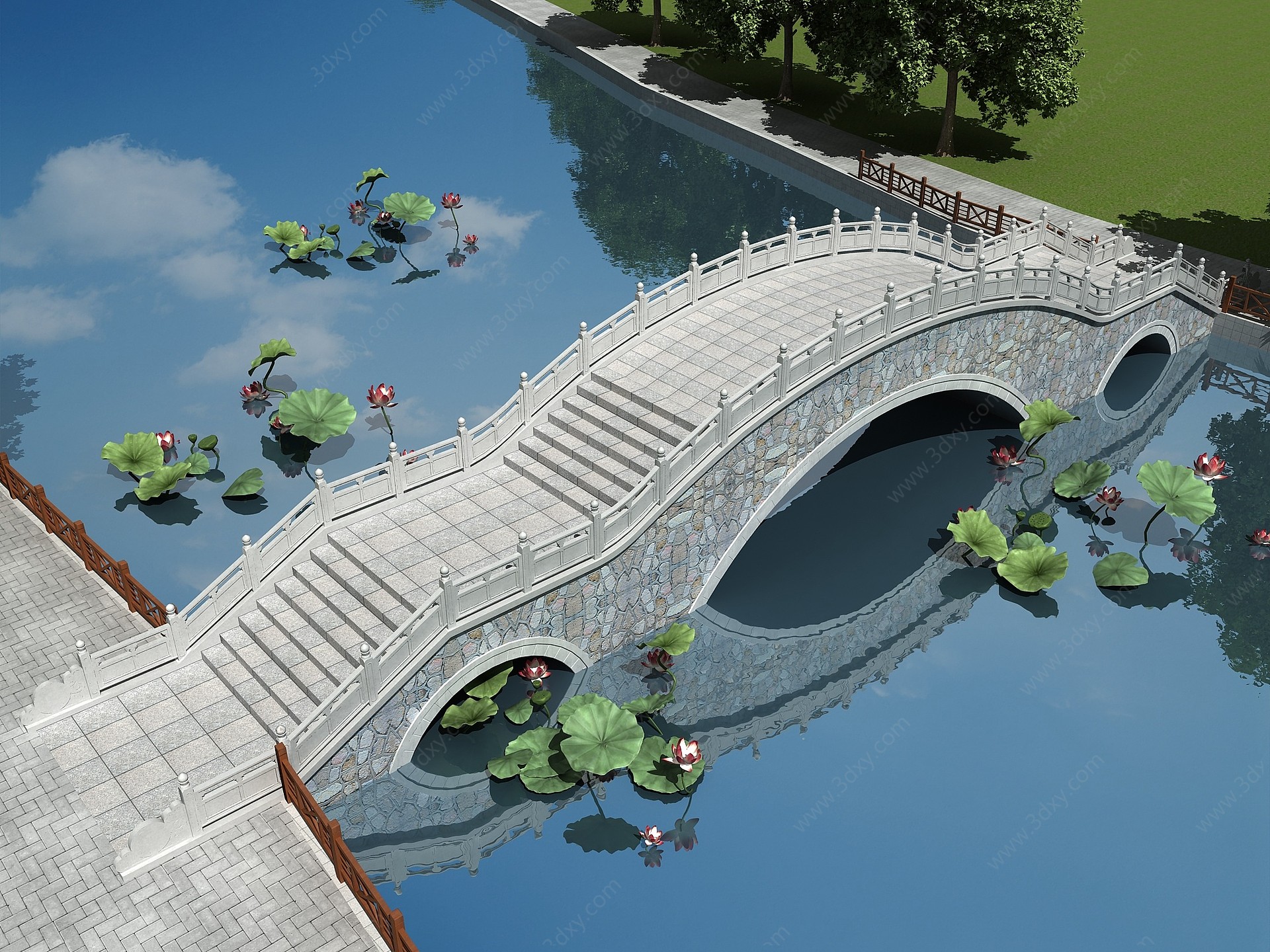 新中式石桥3D模型