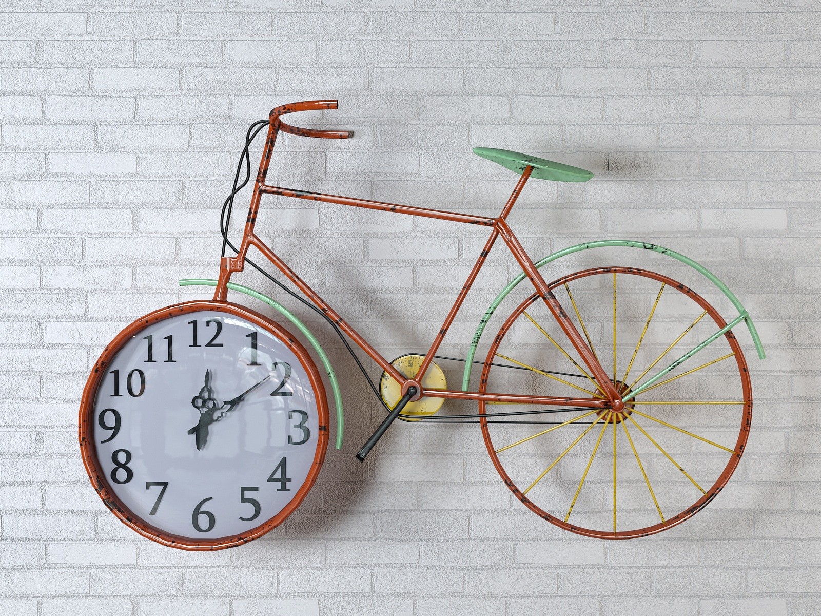 现代自行车钟表墙饰挂件3D模型
