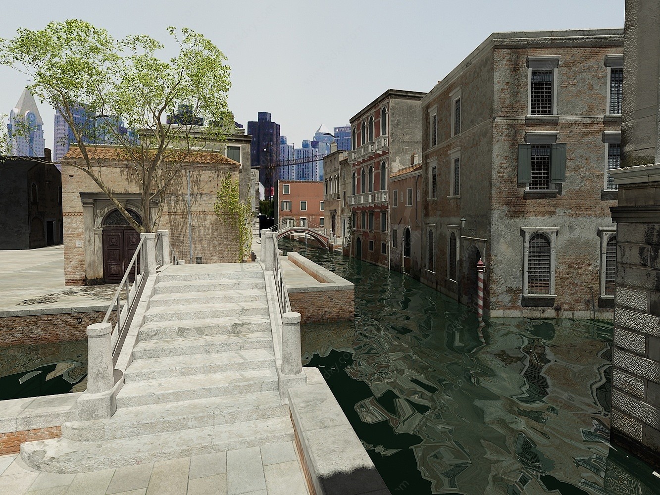 简欧威尼斯水镇水路3D模型
