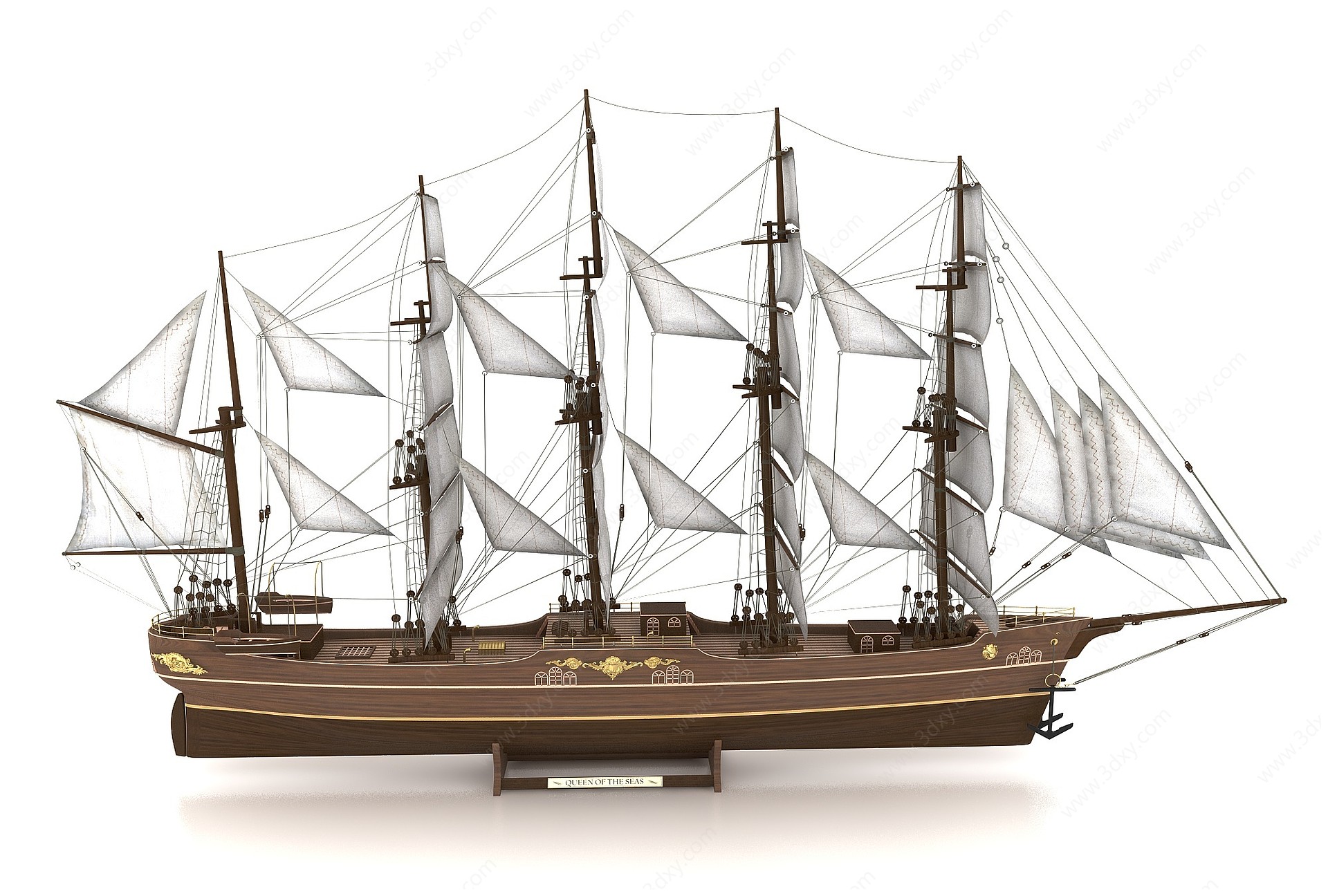 现代风格帆船装饰品3D模型